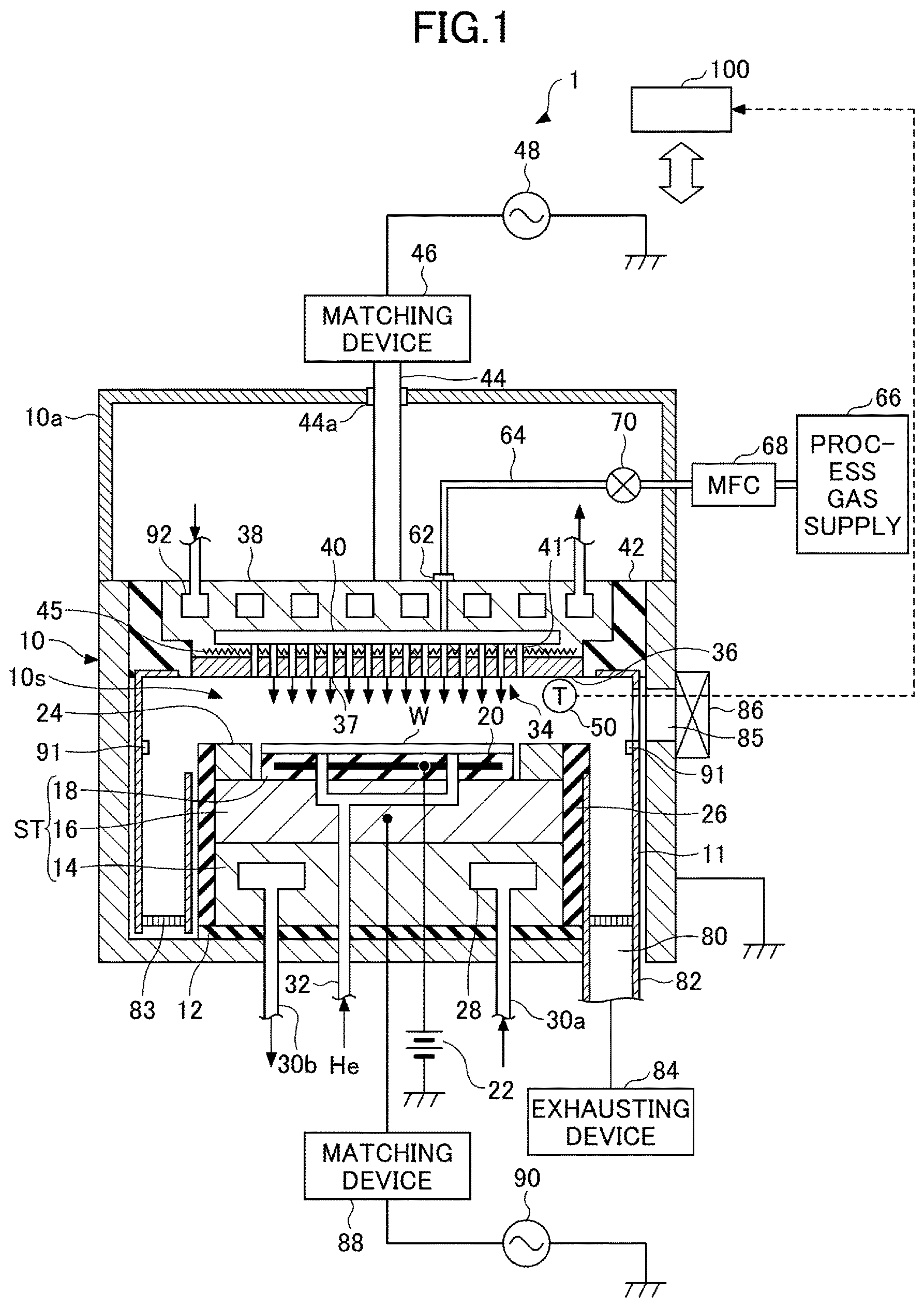 Patent US11810792 — Etching method and substrate processing apparatus — Figure 1