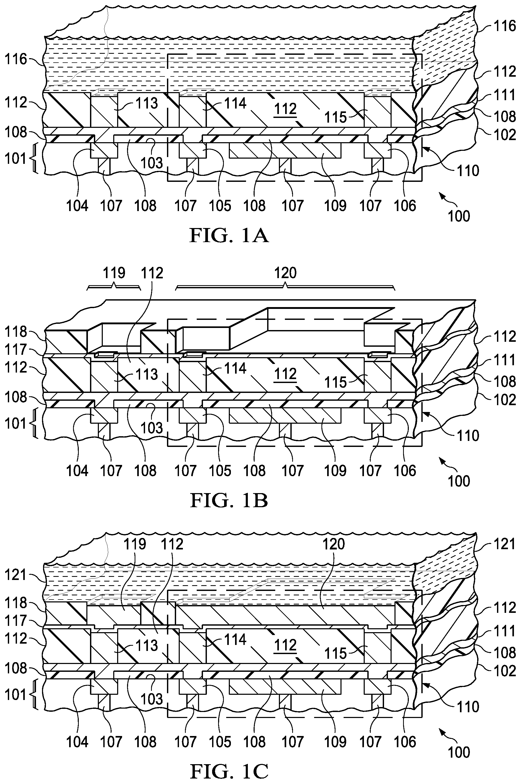 Patent US11810843 — Integrated capacitor with extended head bump bond pillar — Figure 1