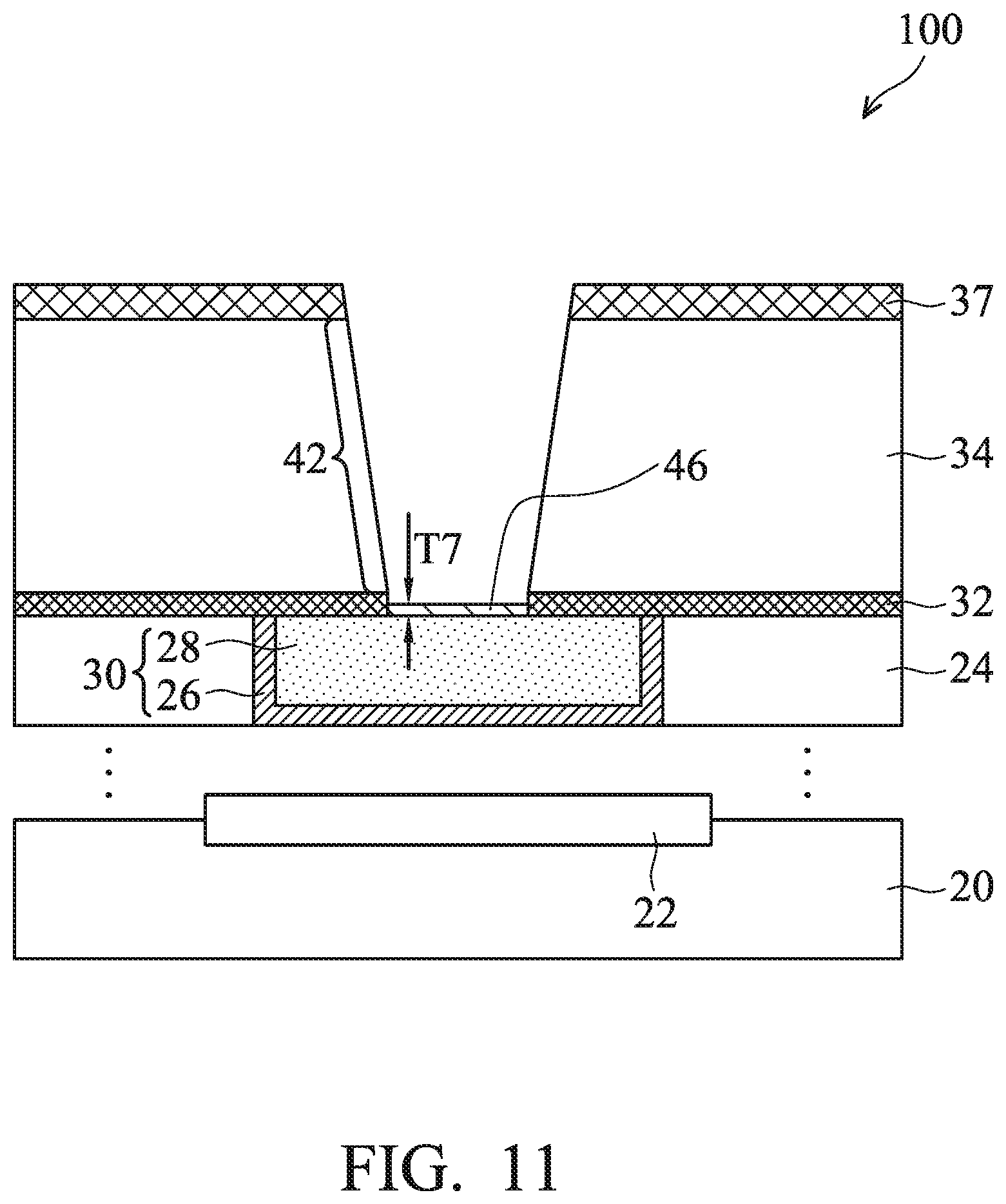 Patent US11810857 Figure 11 – Via for semiconductor device and method