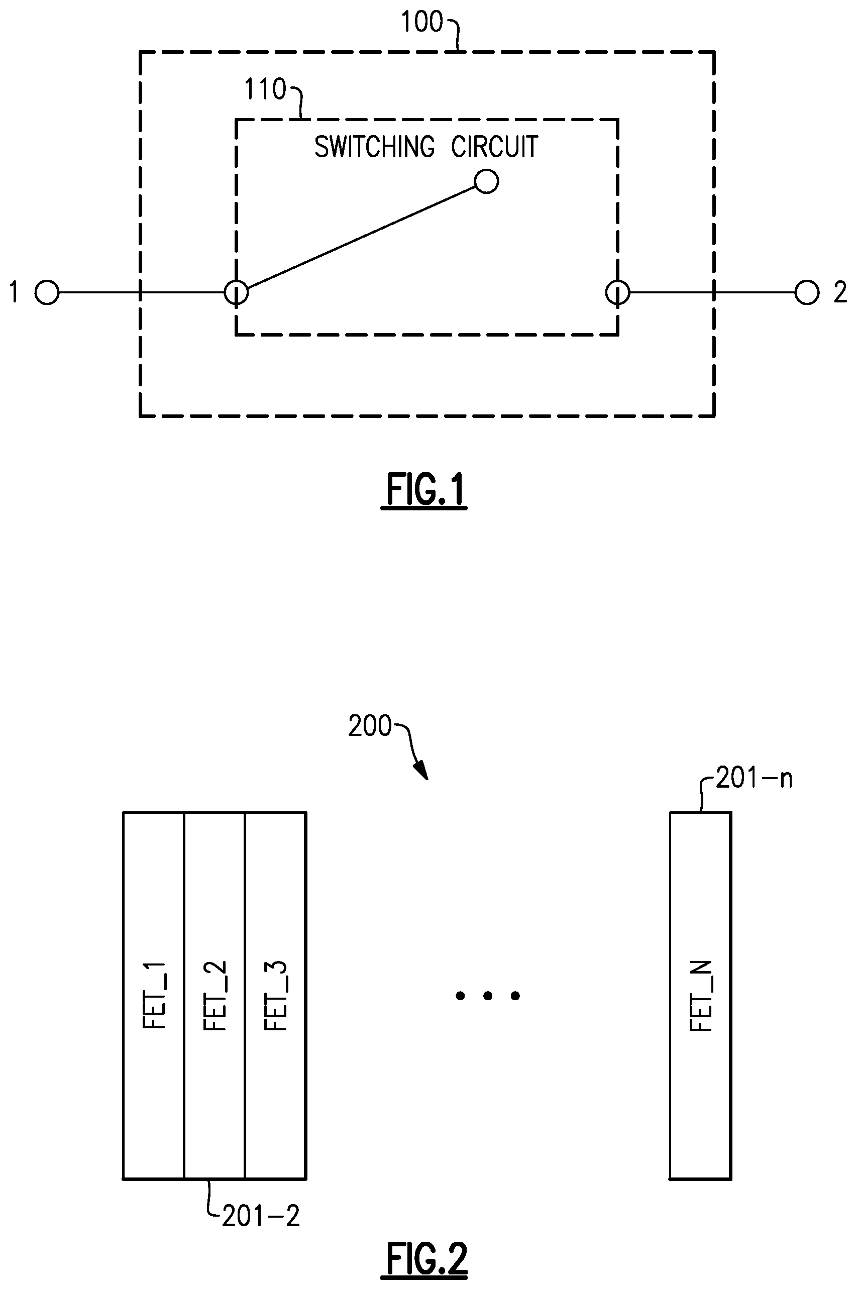 Patent US11810874 Figure 1 – Devices and methods related to voltage compensated switch stack