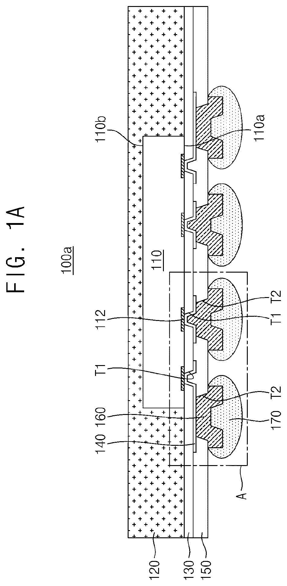 Patent US11810878 Figure 1 – Wafer-level package including under bump metal layer