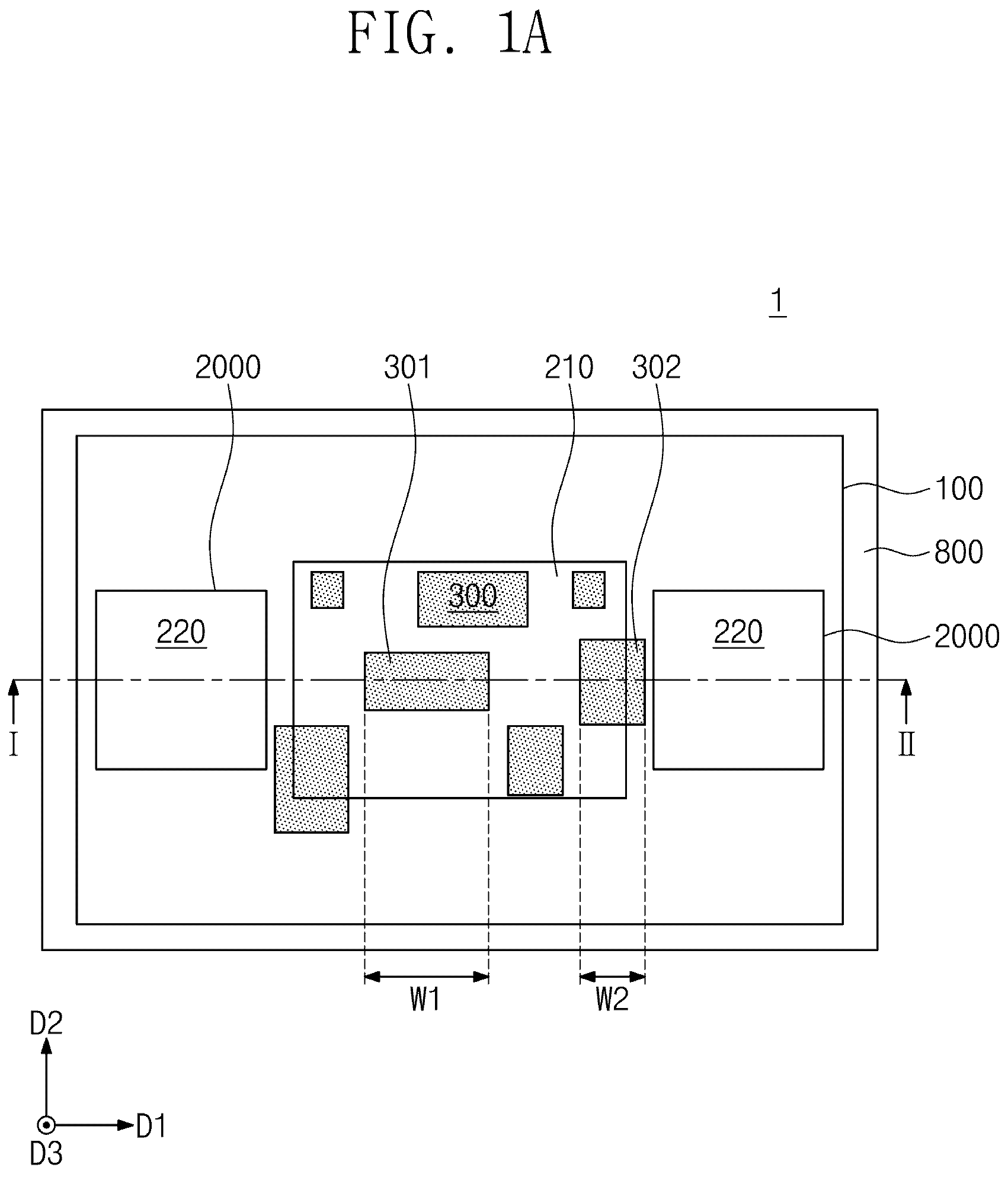 Patent US11810915 — Semiconductor package with redistribution substrate having embedded passive device — Figure 1