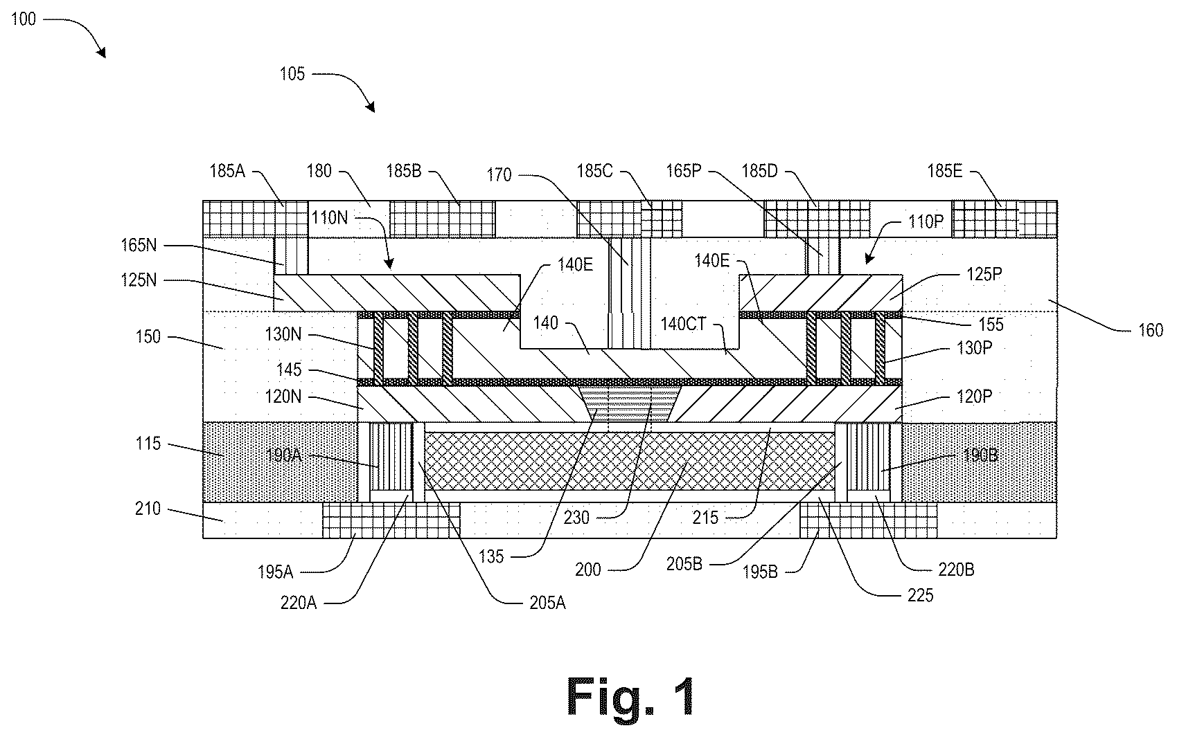 Patent US11810949 — Semiconductor arrangement and method of making — Figure 1