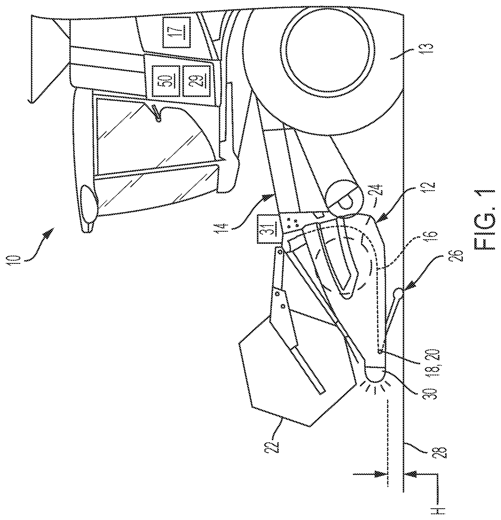 Patent US11812695 — Header height control for combine harvester — Figure 1