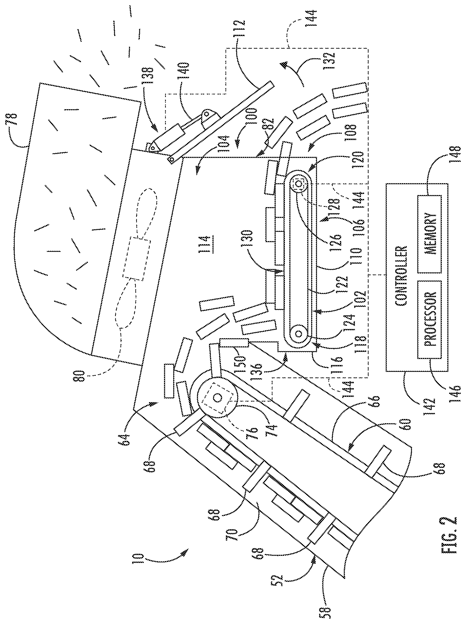 Patent US11812696 Figure 2 – Methods for operating an agricultural harvester including an elevator assembly with a storage hopper having a conveyor therein