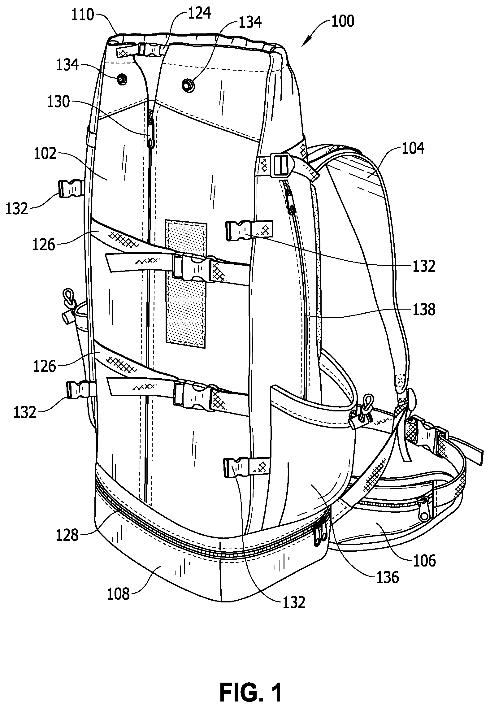 Patent US11812724 — Bottom-entry pet-carrying backpack — Figure 1