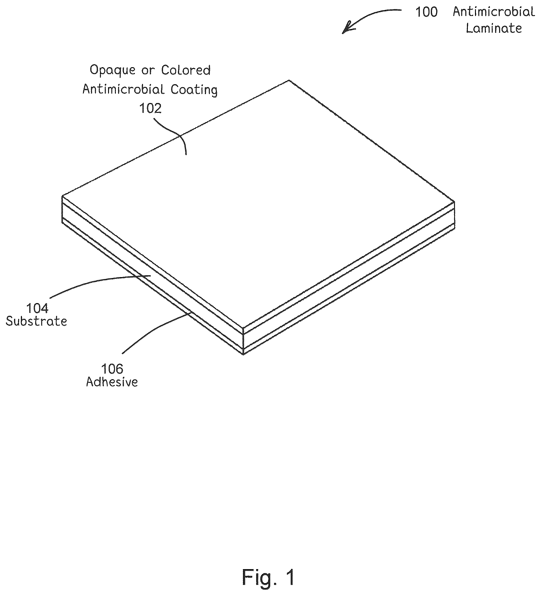 Patent US11812744 — Antimicrobial laminates and coatings indicating efficacy — Figure 1
