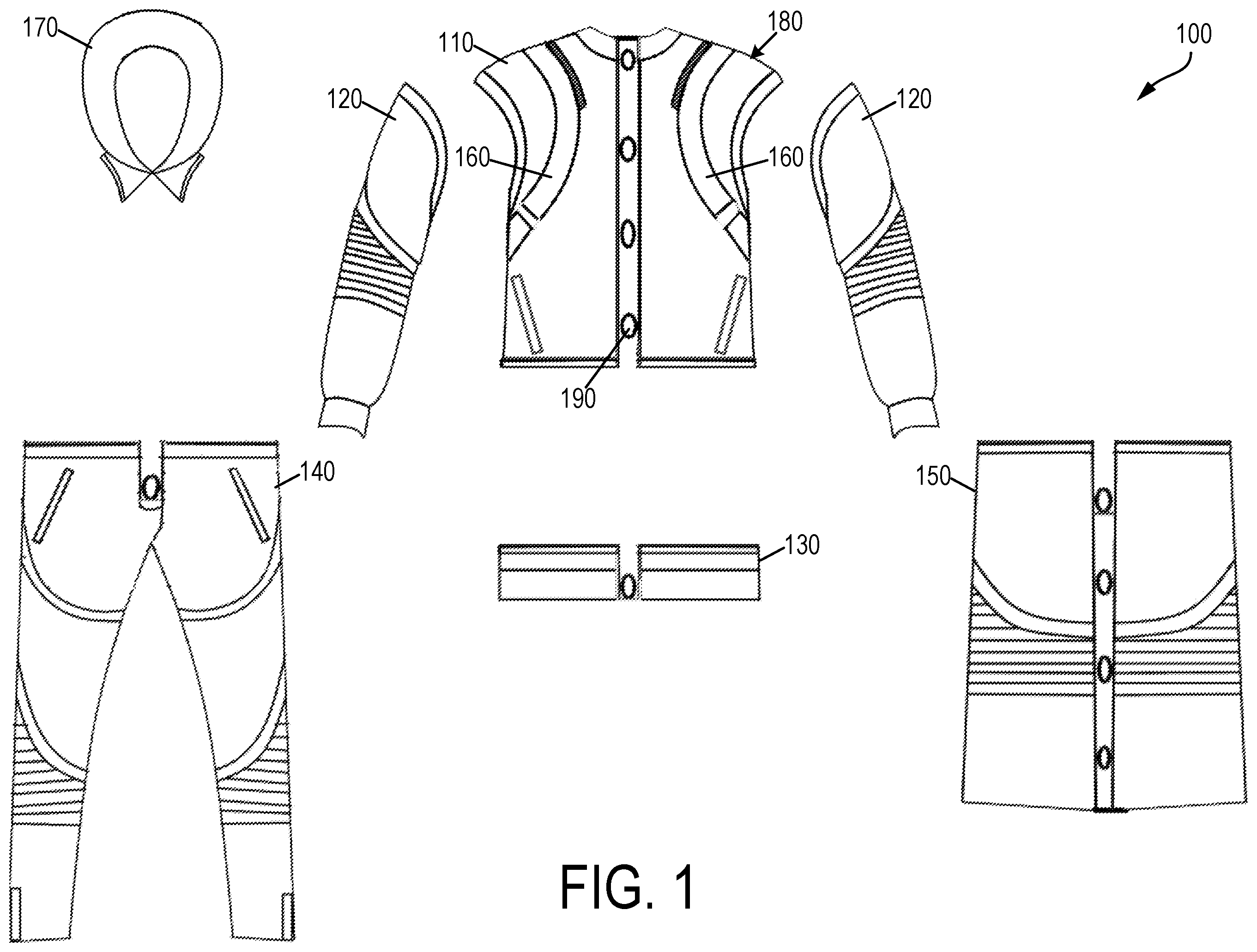 Patent US11812798 — Jacket system with interchangeable elements — Figure 1