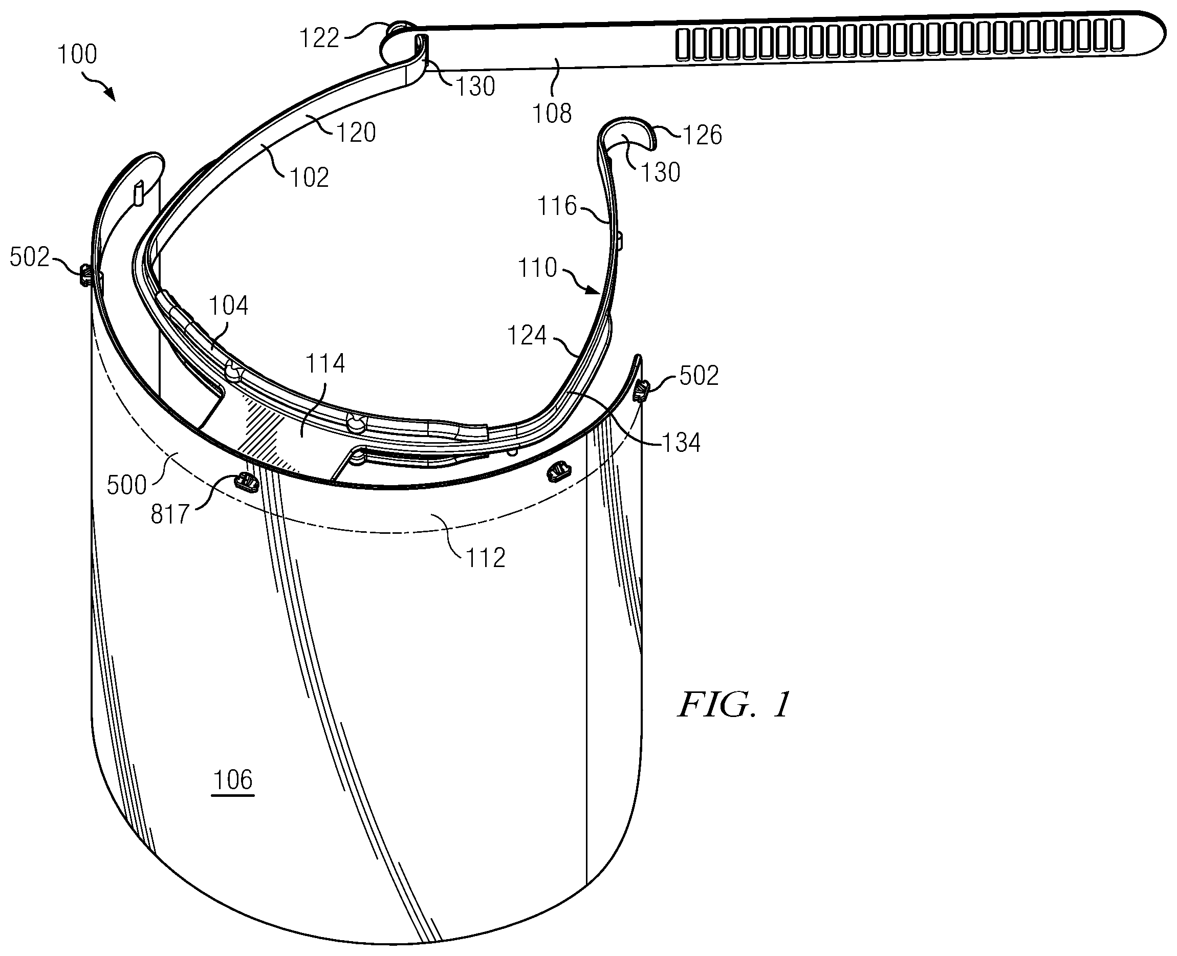 Patent US11812803 — Face shield — Figure 1