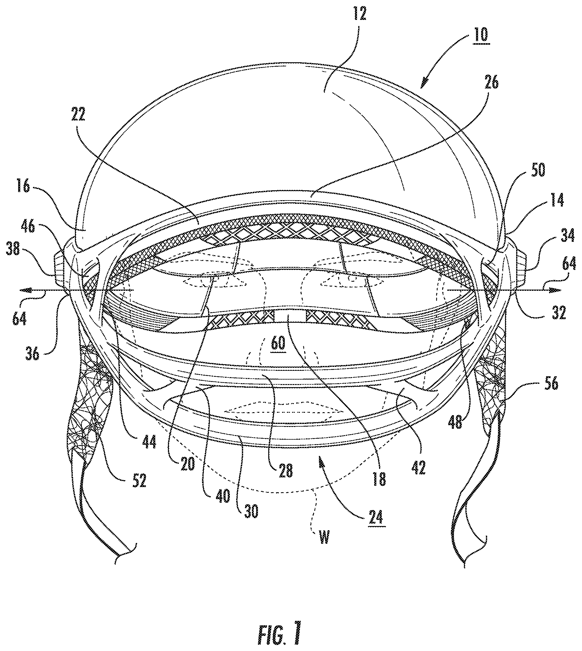 Patent US11812813 — Demi-helmet and mask combination providing facial impact protection and entirely unobstructed views in both forward and peripheral directions, and associated methods — Figure 1