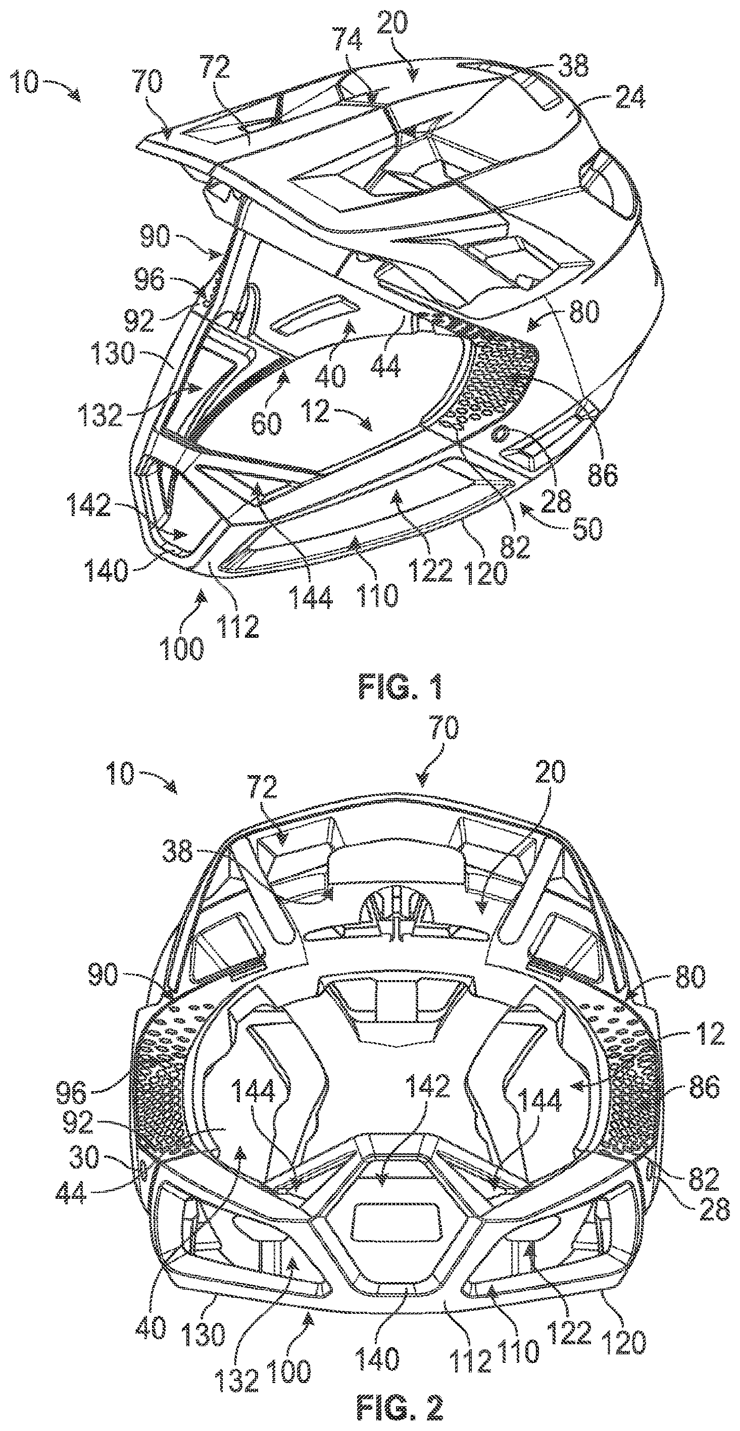 Patent US11812815 — In-molded helmet chinbar — Figure 1