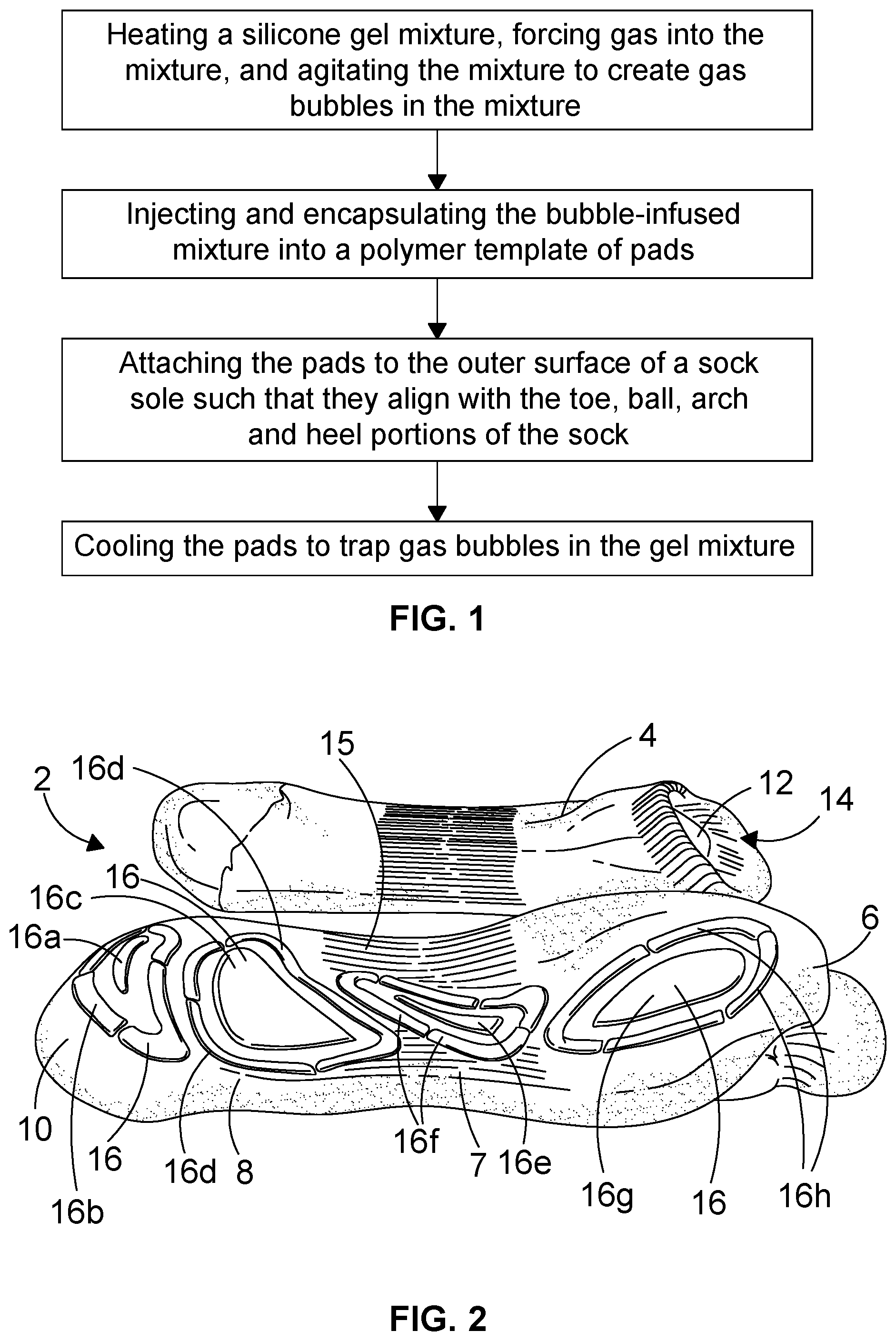 Patent US11812817 — Knitted foot garment and method for treating a knitted foot garment — Figure 1