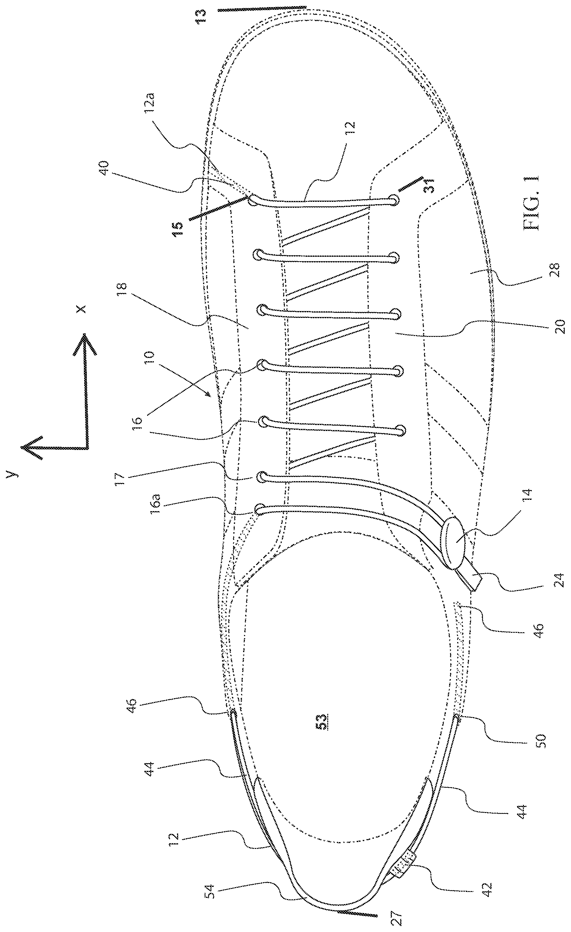 Patent US11812824 — Footwear closure system — Figure 1