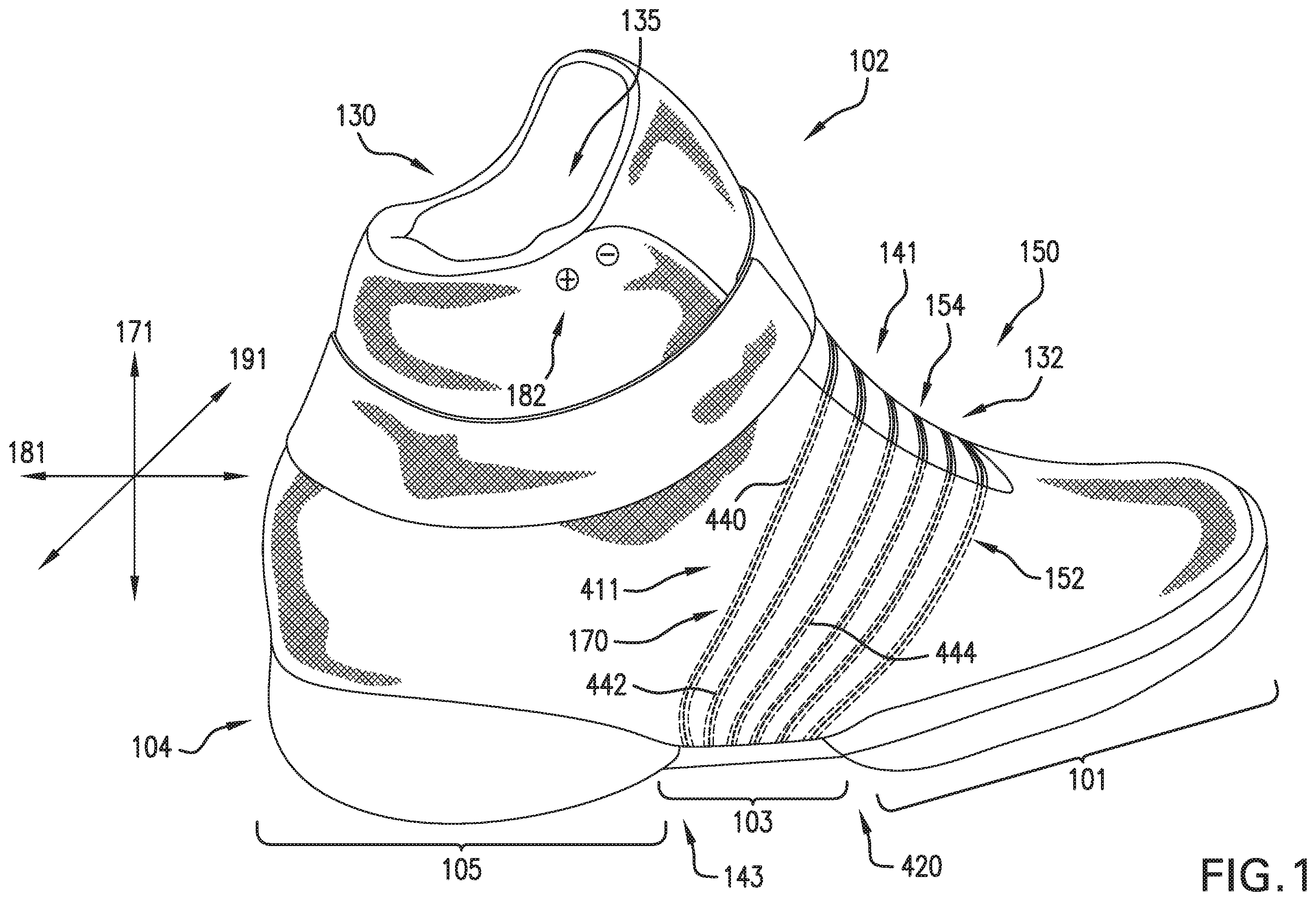 Patent US11812825 — Motorized tensioning device with compact spool system — Figure 1