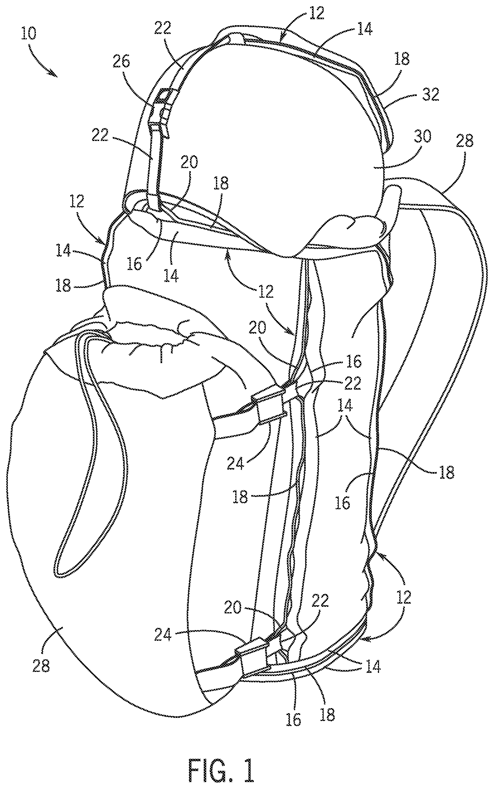 Patent US11812832 — Attachment system — Figure 1