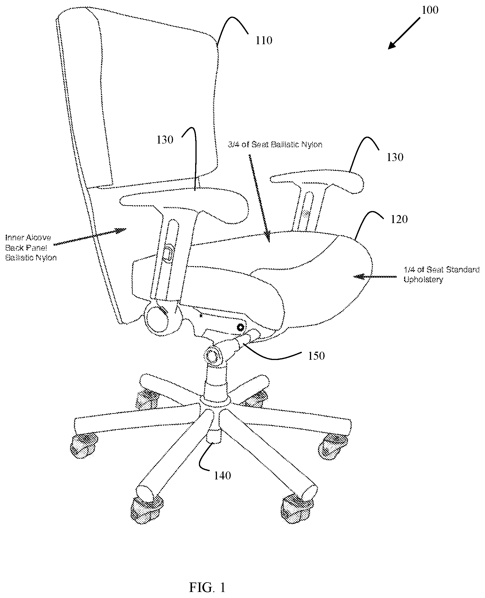 Patent US11812871 — Chair with appendage accommodations — Figure 1