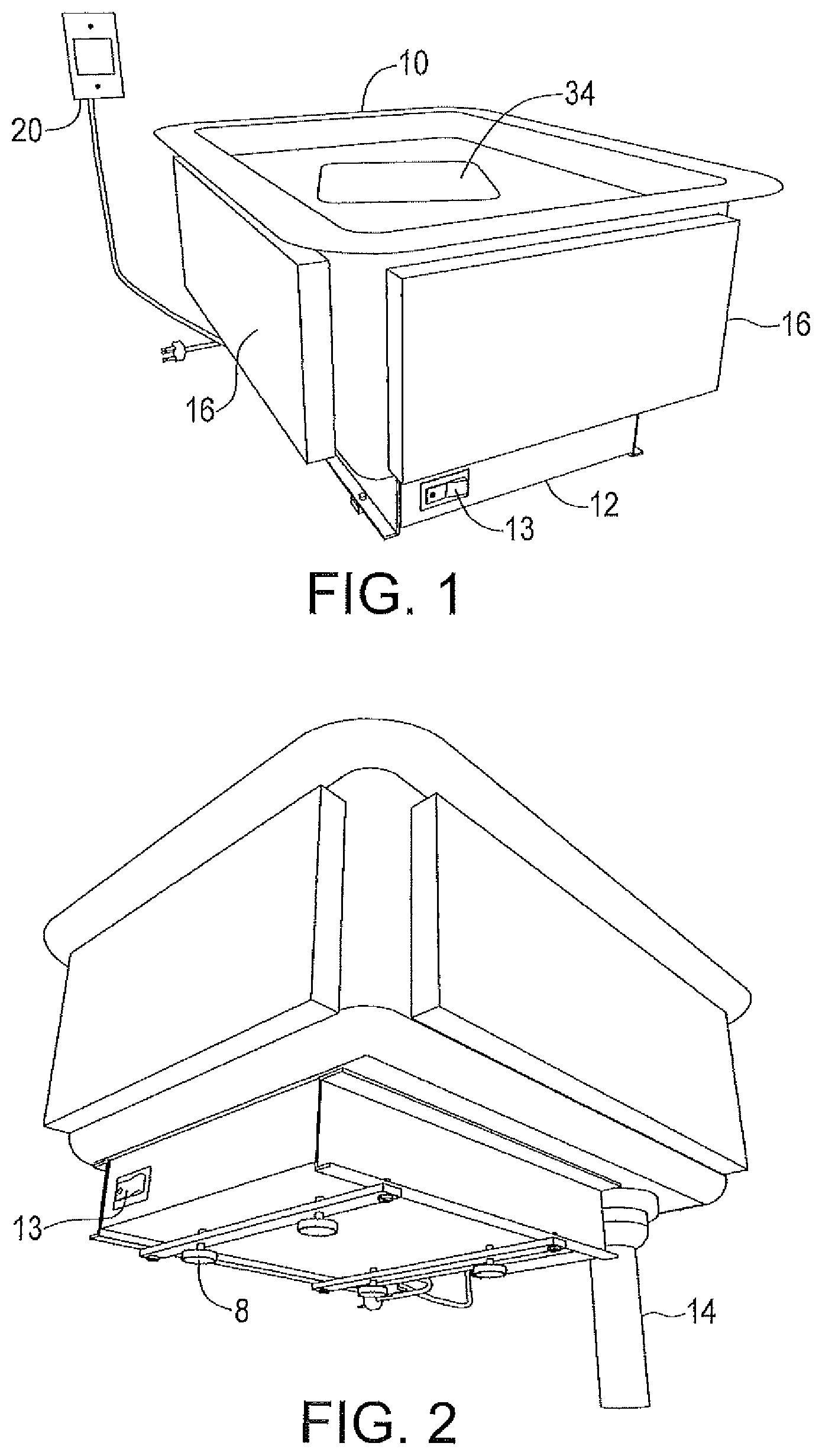 Patent US11812884 Figure 1 – Cooking rack system using liquid bath
