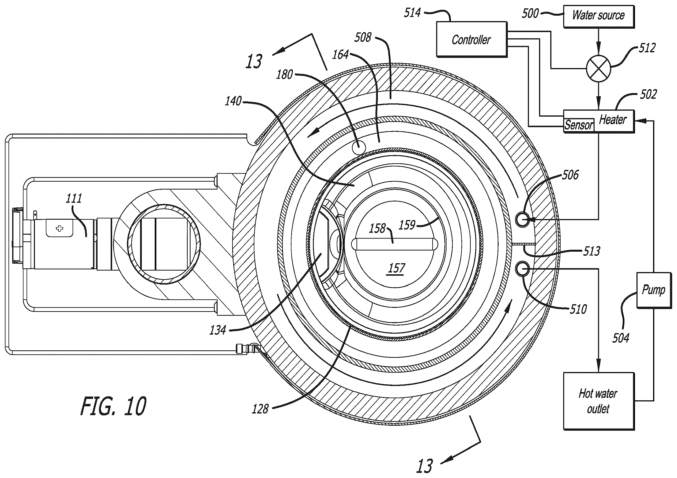Patent US11812888 Figure 10 – Magnetically driven beverage brewing and cleaning system