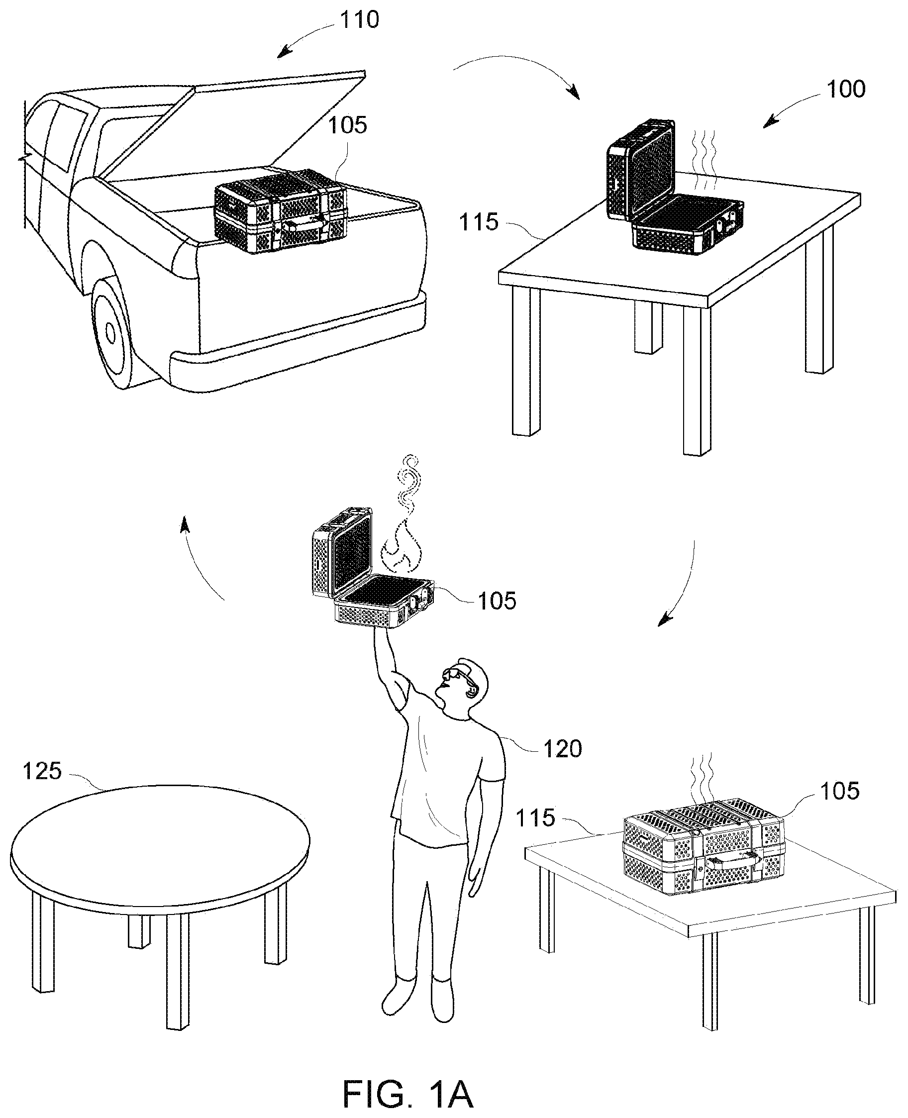 Patent US11812894 — Portable grill having low-temperature exterior casing — Figure 1