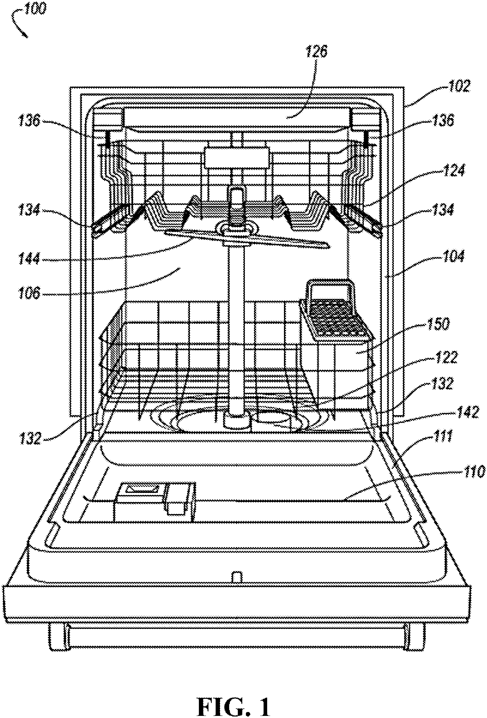 Patent US11812911 — Dish drying system with adsorbent material regeneration — Figure 1