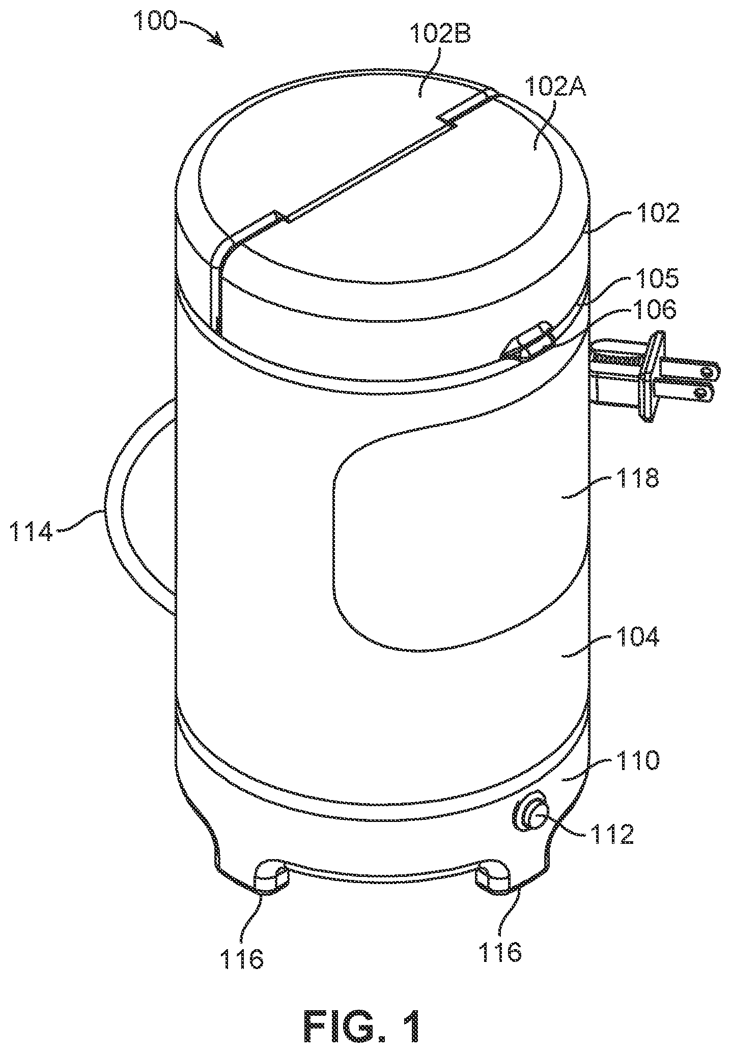 Patent US11812913 — Compact dishwasher for cleaning a few eating utensils — Figure 1