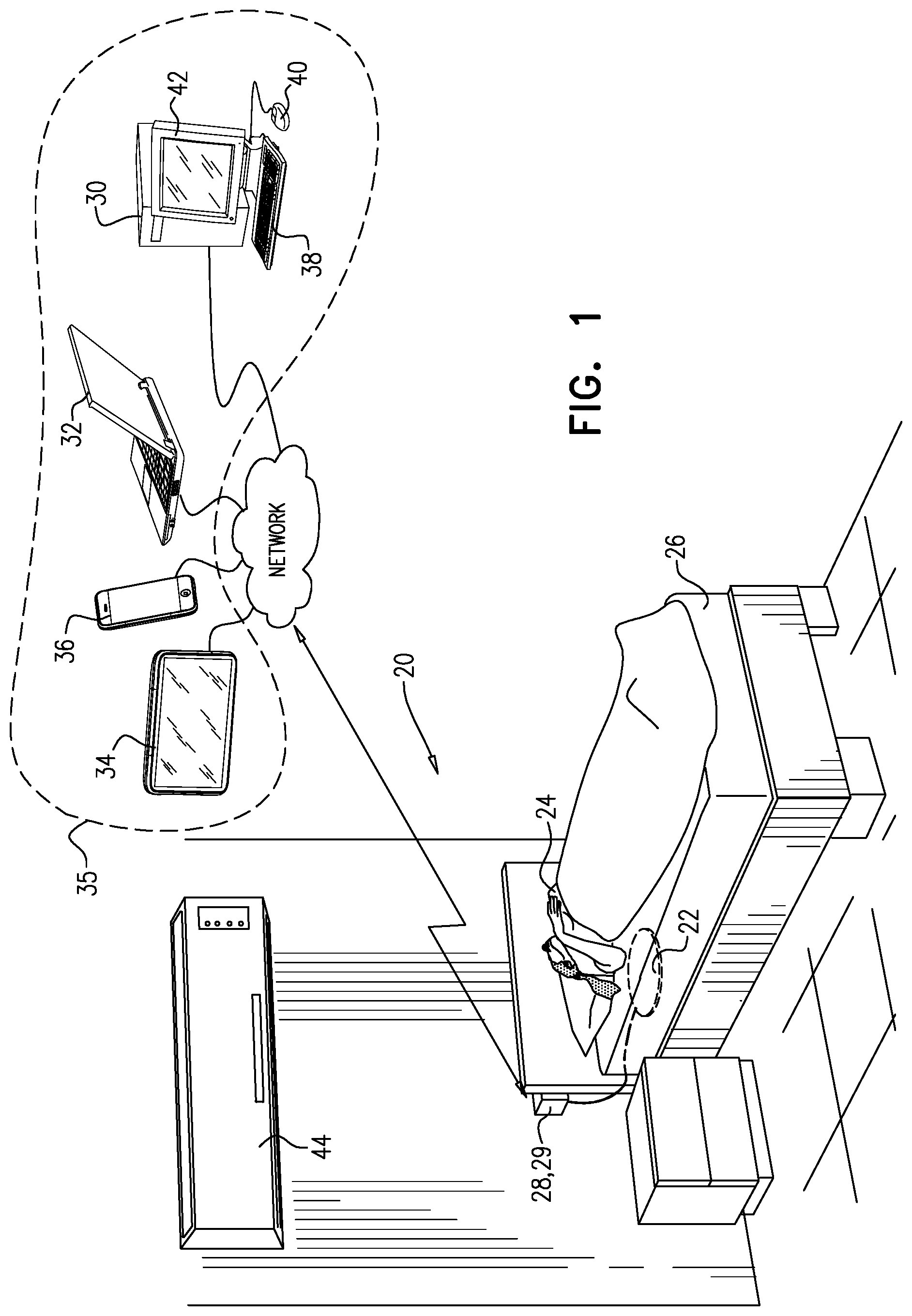 Patent US11812936 — Apparatus and methods for monitoring a sleeping subject — Figure 1