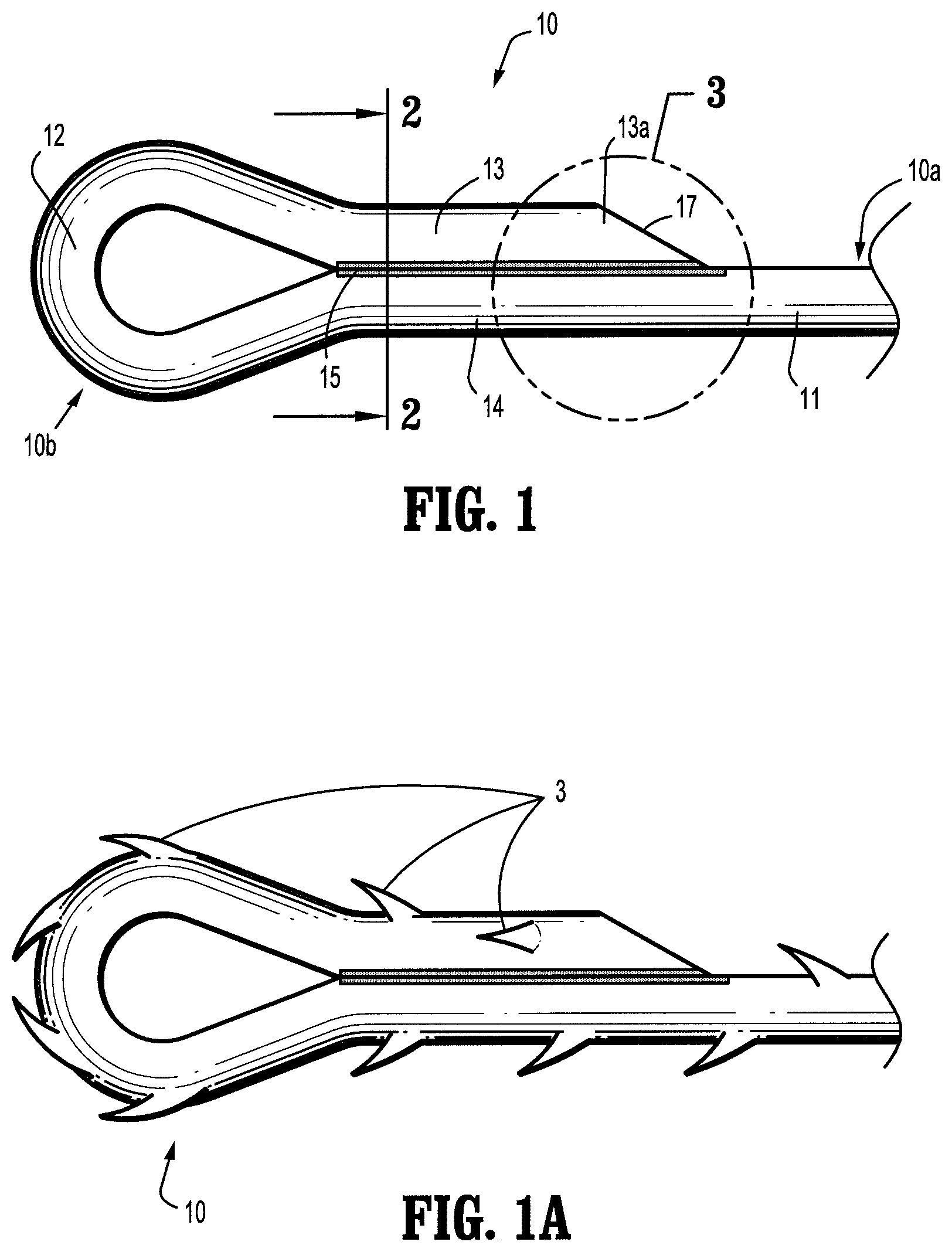 Patent US11812950 Figure 1 – Tapered looped suture