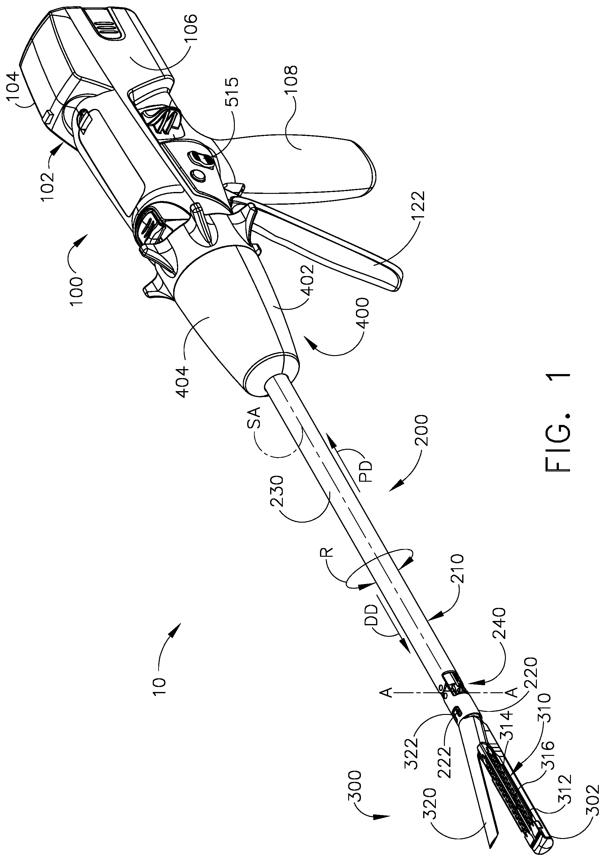 Patent US11812958 Figure 1 – Locking arrangements for detachable shaft assemblies with articulatable surgical end effectors