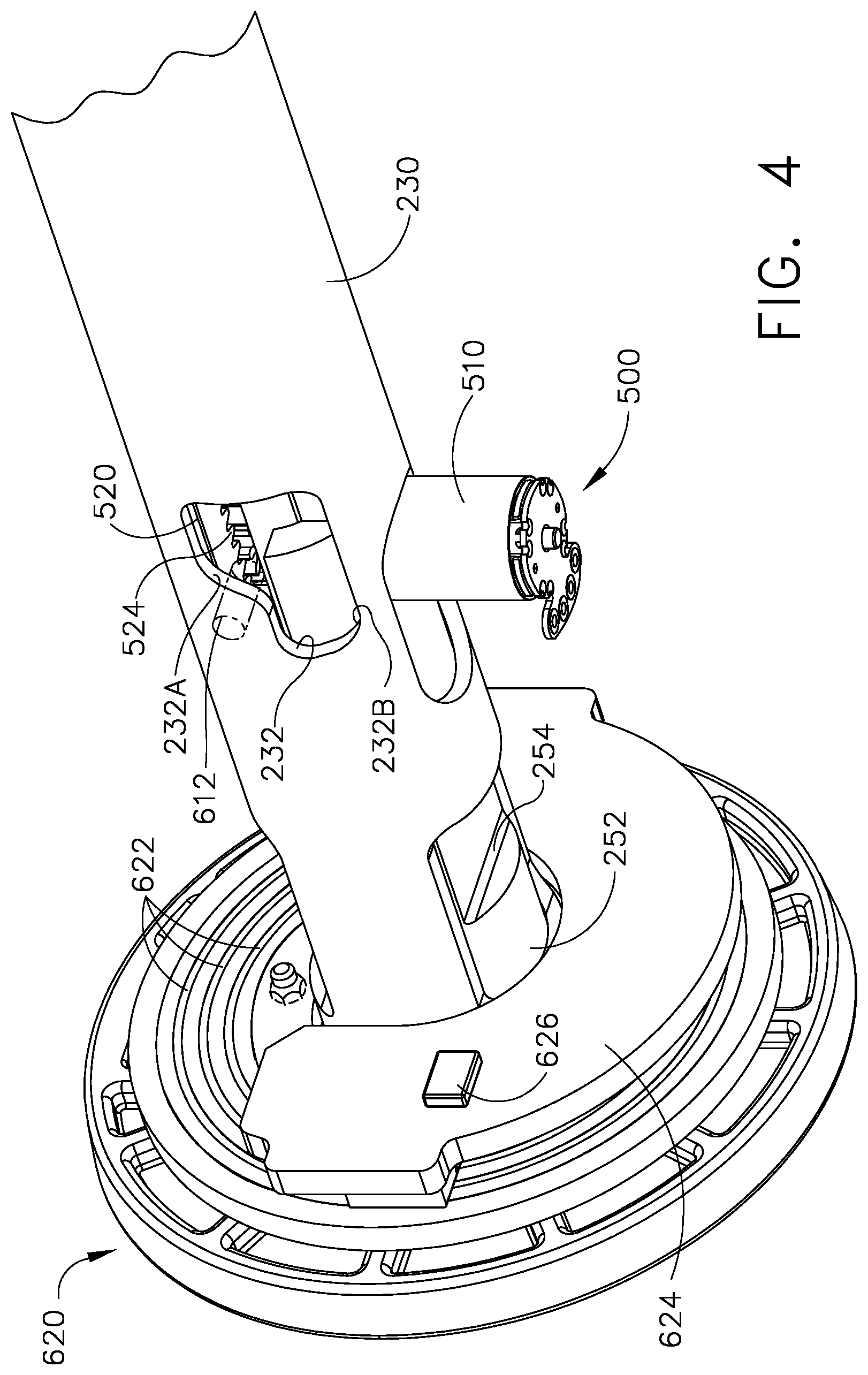 Patent US11812958 Figure 4 – Locking arrangements for detachable shaft assemblies with articulatable surgical end effectors