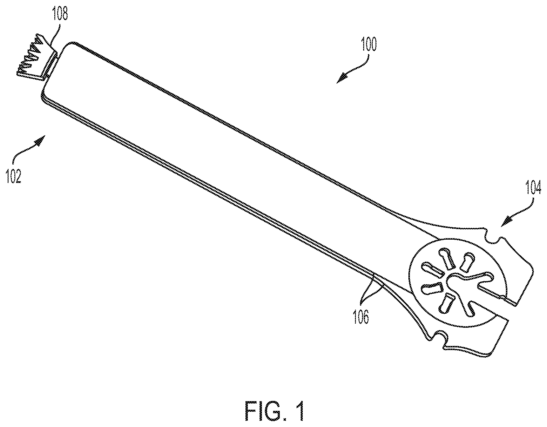 Patent US11812973 Figure 1 – Sheathed surgical saw blade with bearings