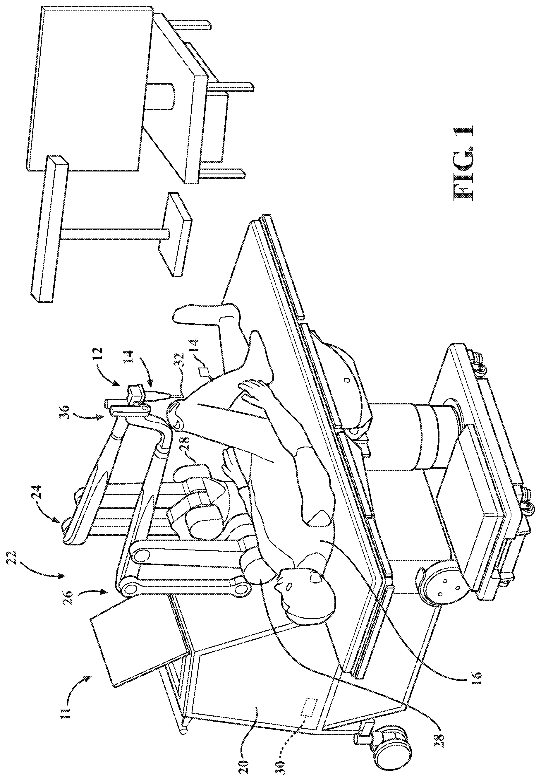 Patent US11812984 — End effector of a surgical robotic manipulator including a grip sensing mechanism for manual operation of the end effector — Figure 1
