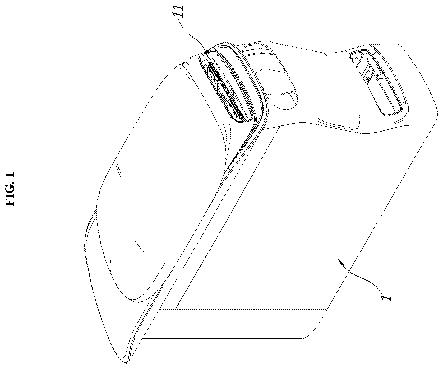 Patent US11814012 — Moving console for vehicle — Figure 1