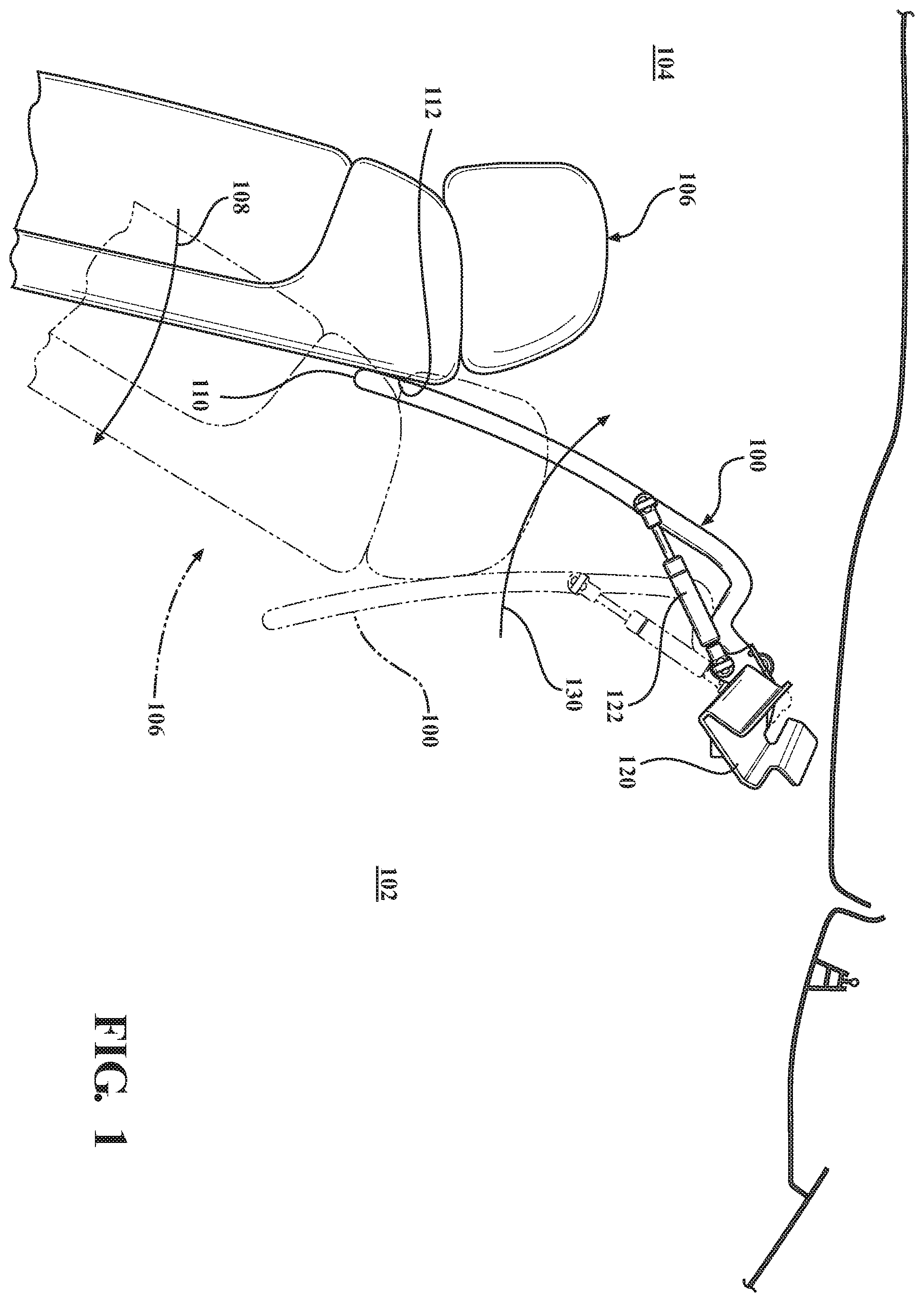 Patent US11814013 — Motion limiting system for vehicle accessory — Figure 1