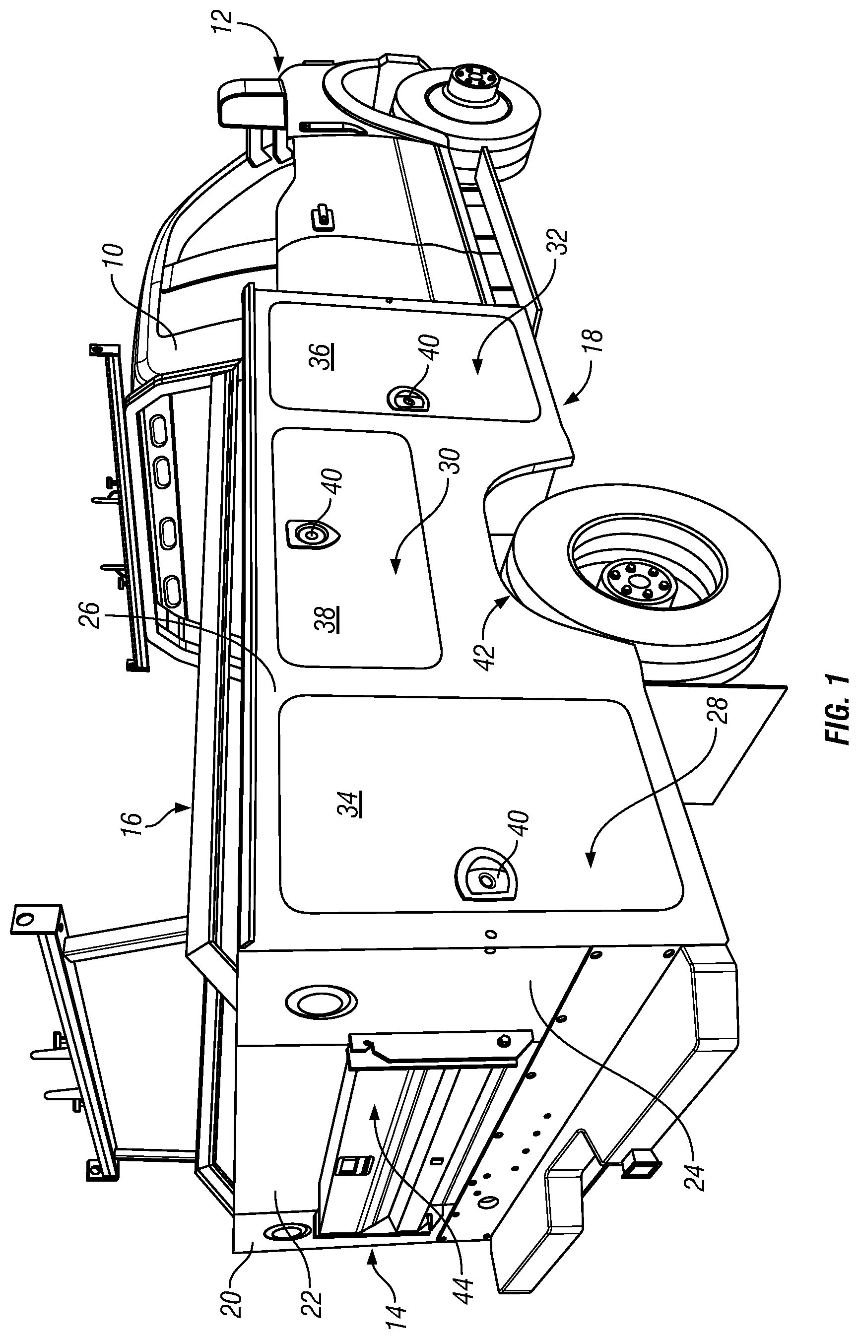 Patent US11814015 — Truck service body — Figure 1