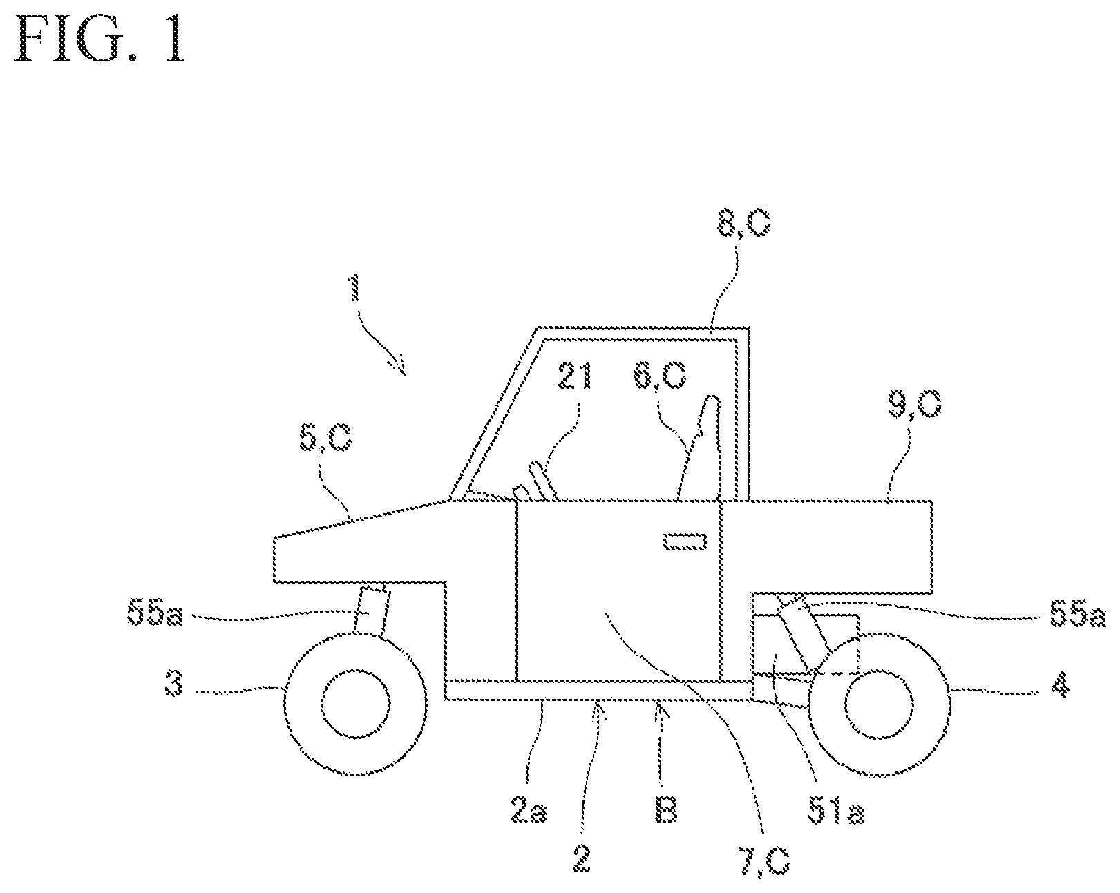 Patent US11814037 — Rough terrain vehicle and storage medium — Figure 1