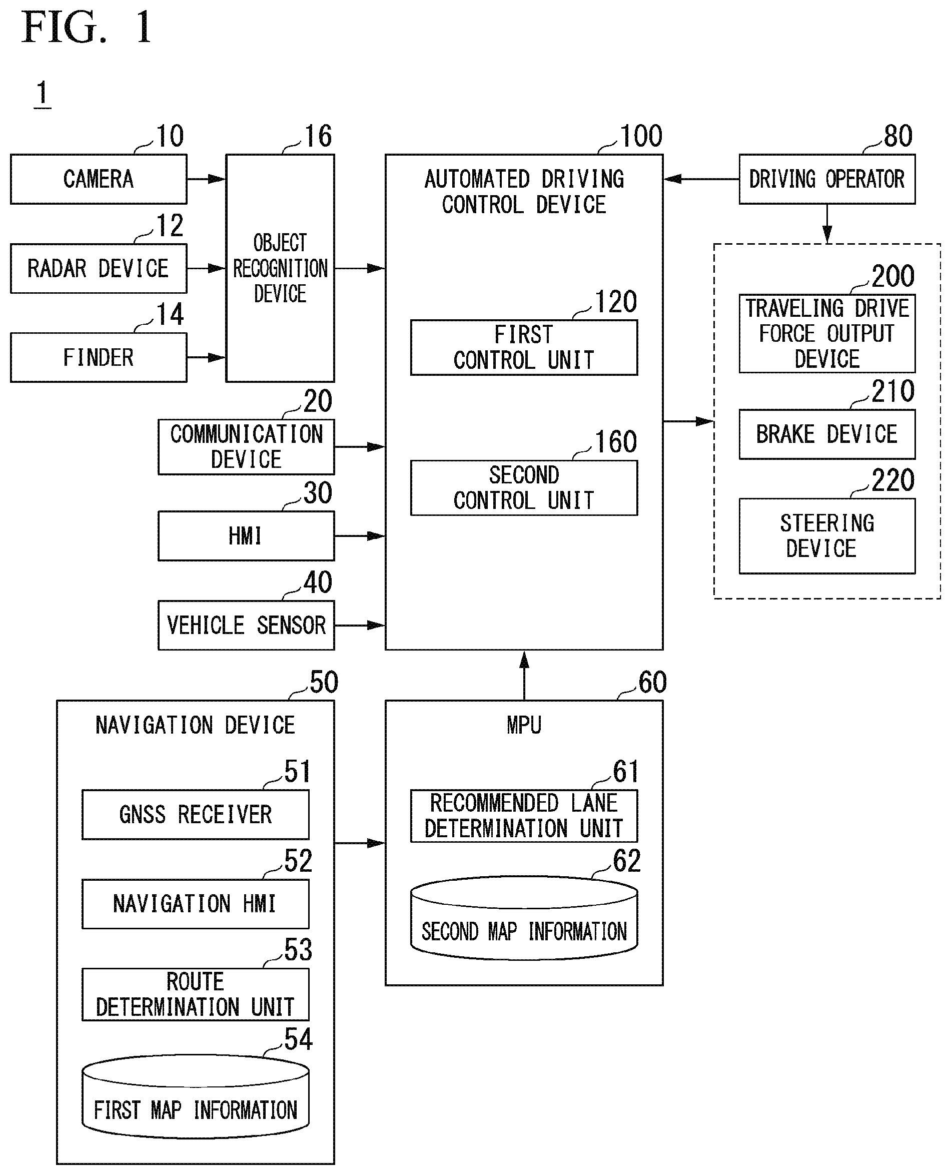 Patent US11814041 — Vehicle control device, vehicle control method, and storage medium that performs risk calculation for traffic participant — Figure 1