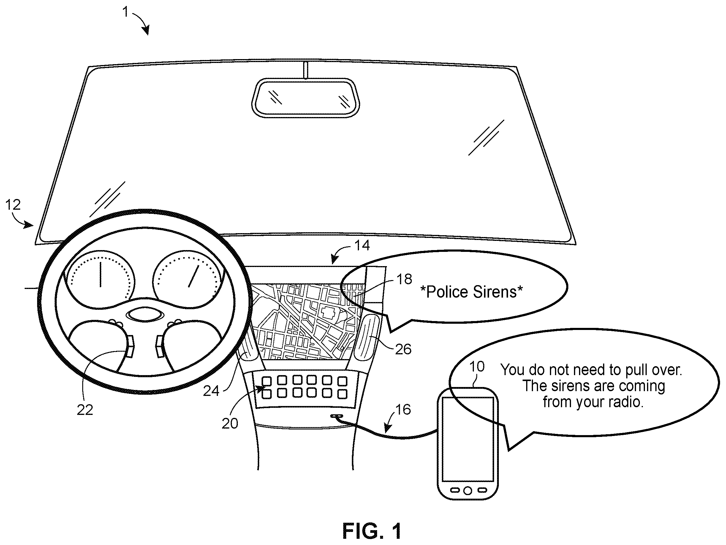 Patent US11814062 — Detecting and handling driving event sounds during a navigation session — Figure 1