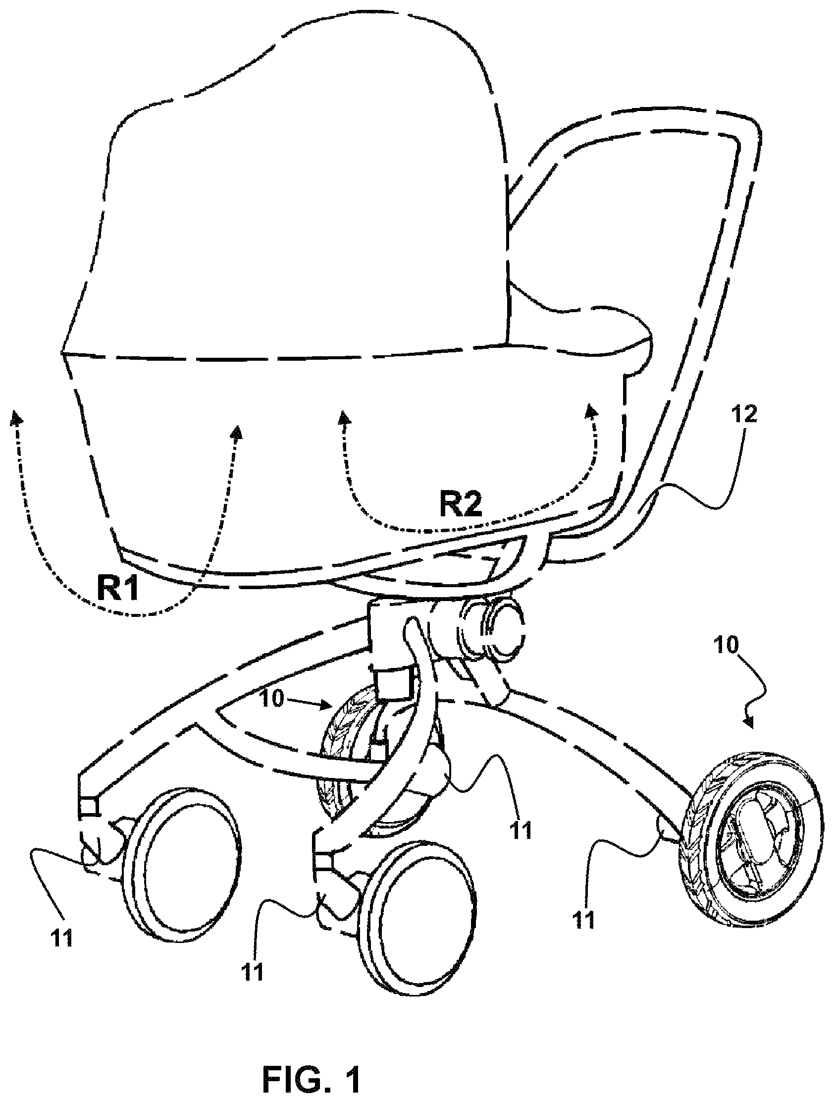 Patent US11814096 — Carriage rocking system — Figure 1