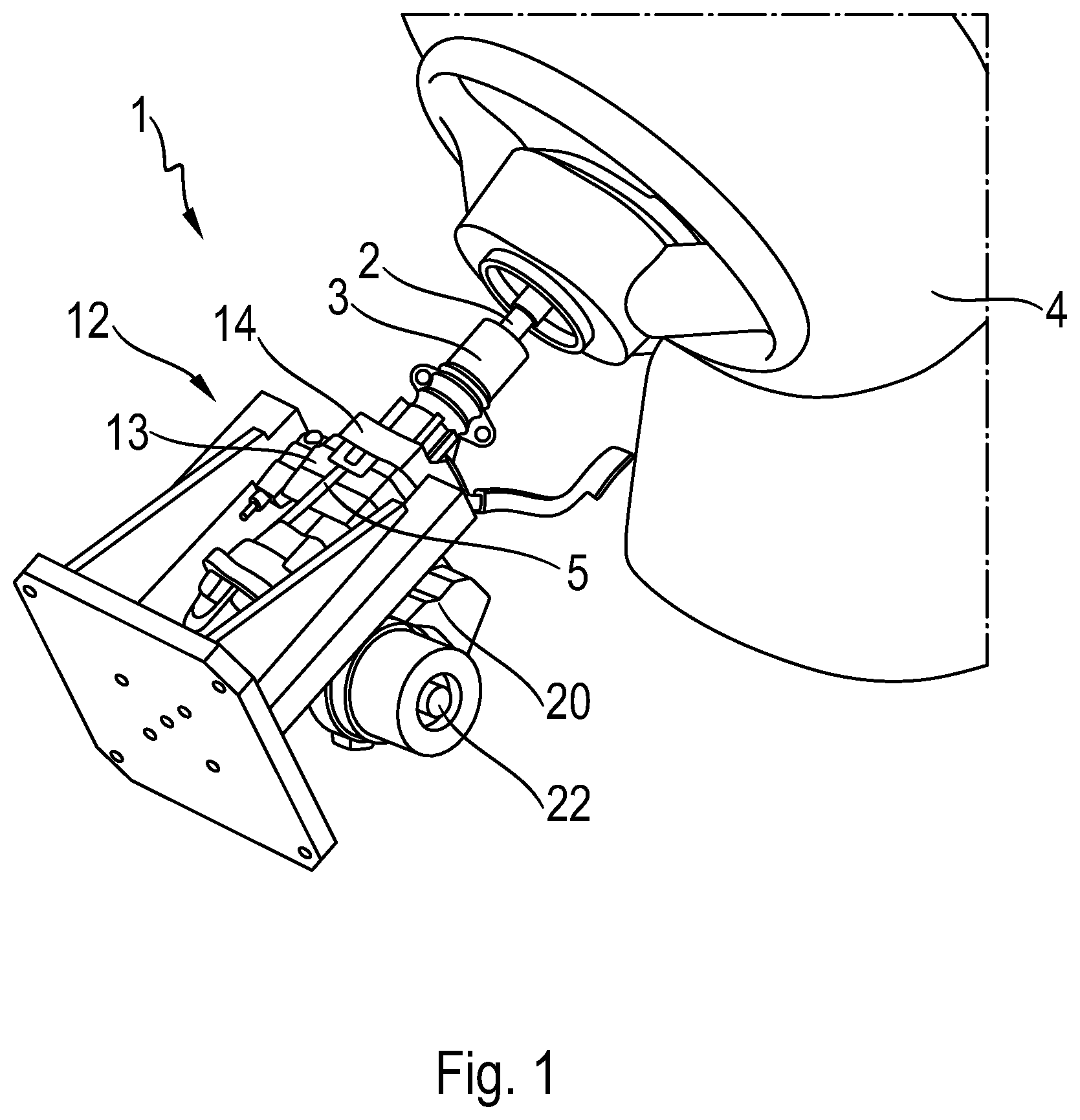 Patent US11814097 — Steering column assembly — Figure 1
