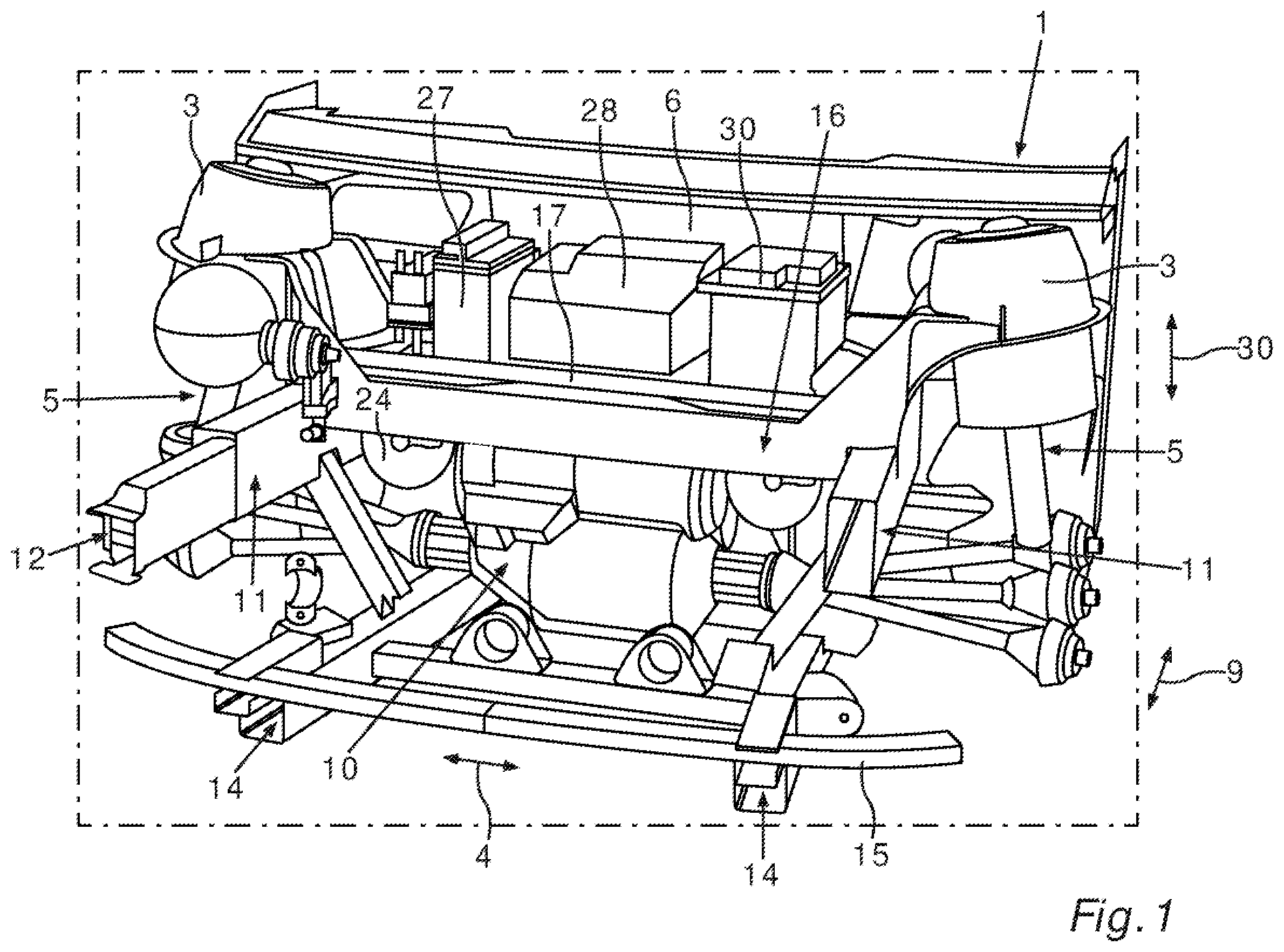 Patent US11814101 — Front end structure for a motor vehicle, in particular for a passenger vehicle, and motor vehicle, in particular passenger vehicle — Figure 1