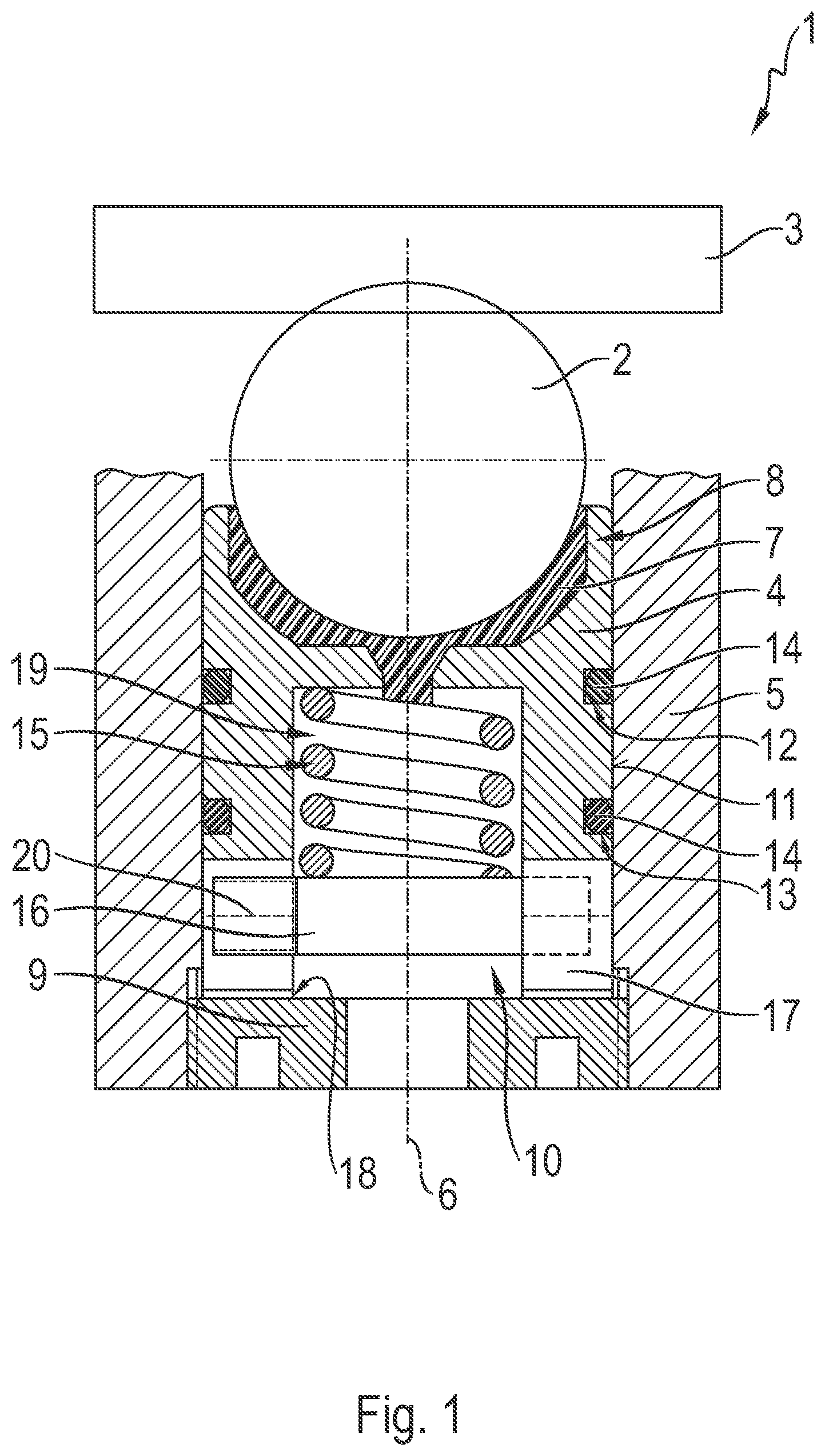 Patent US11814111 — Apparatus for pressing a rack onto a pinion, and steering system for a motor vehicle with an apparatus of this type — Figure 1