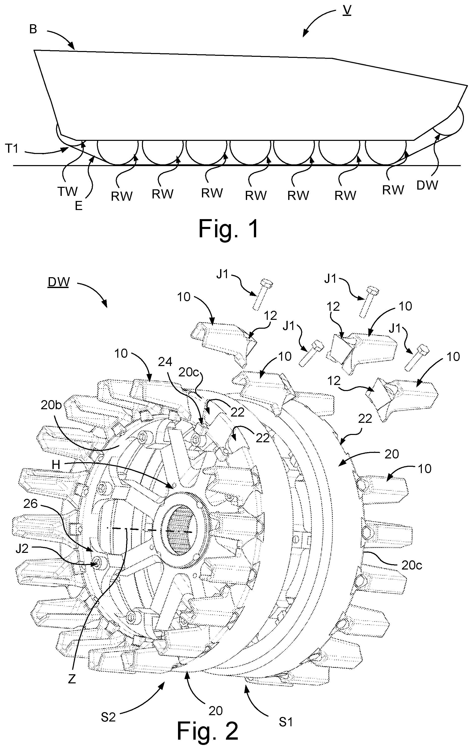 Patent US11814119 — Arrangement of a drive wheel for an endless track of a tracked vehicle — Figure 1
