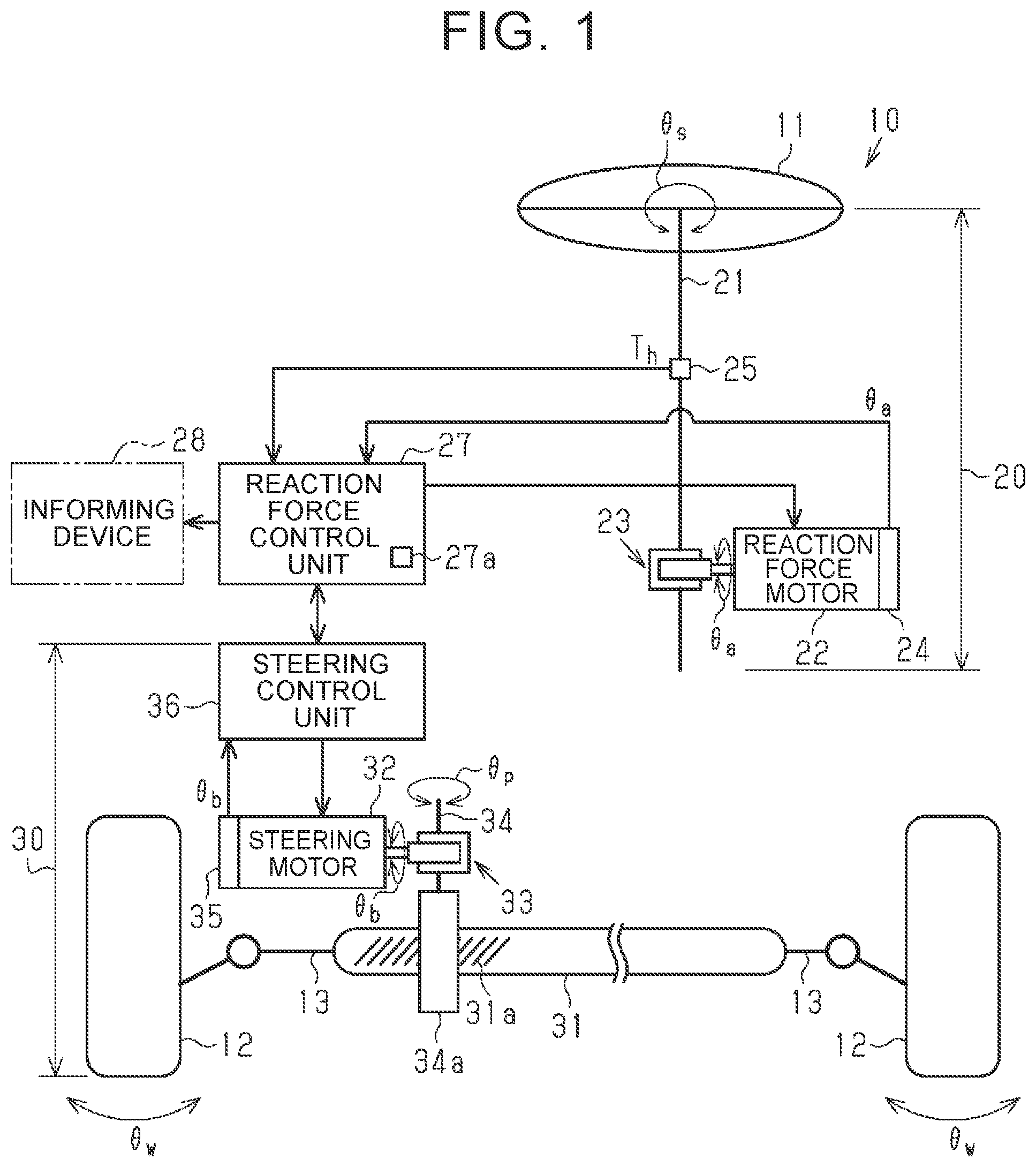 Patent US11814121 — Steering device — Figure 1