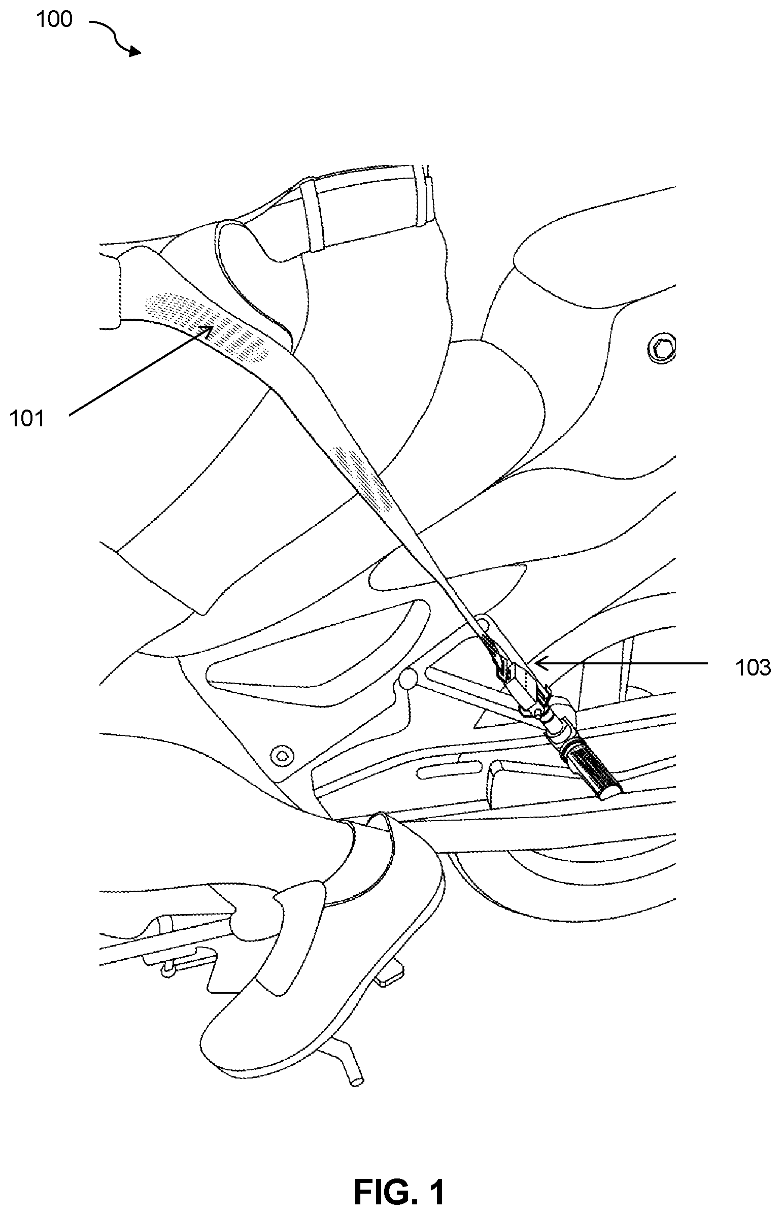 Patent US11814125 — Self-releasable safely belt — Figure 1