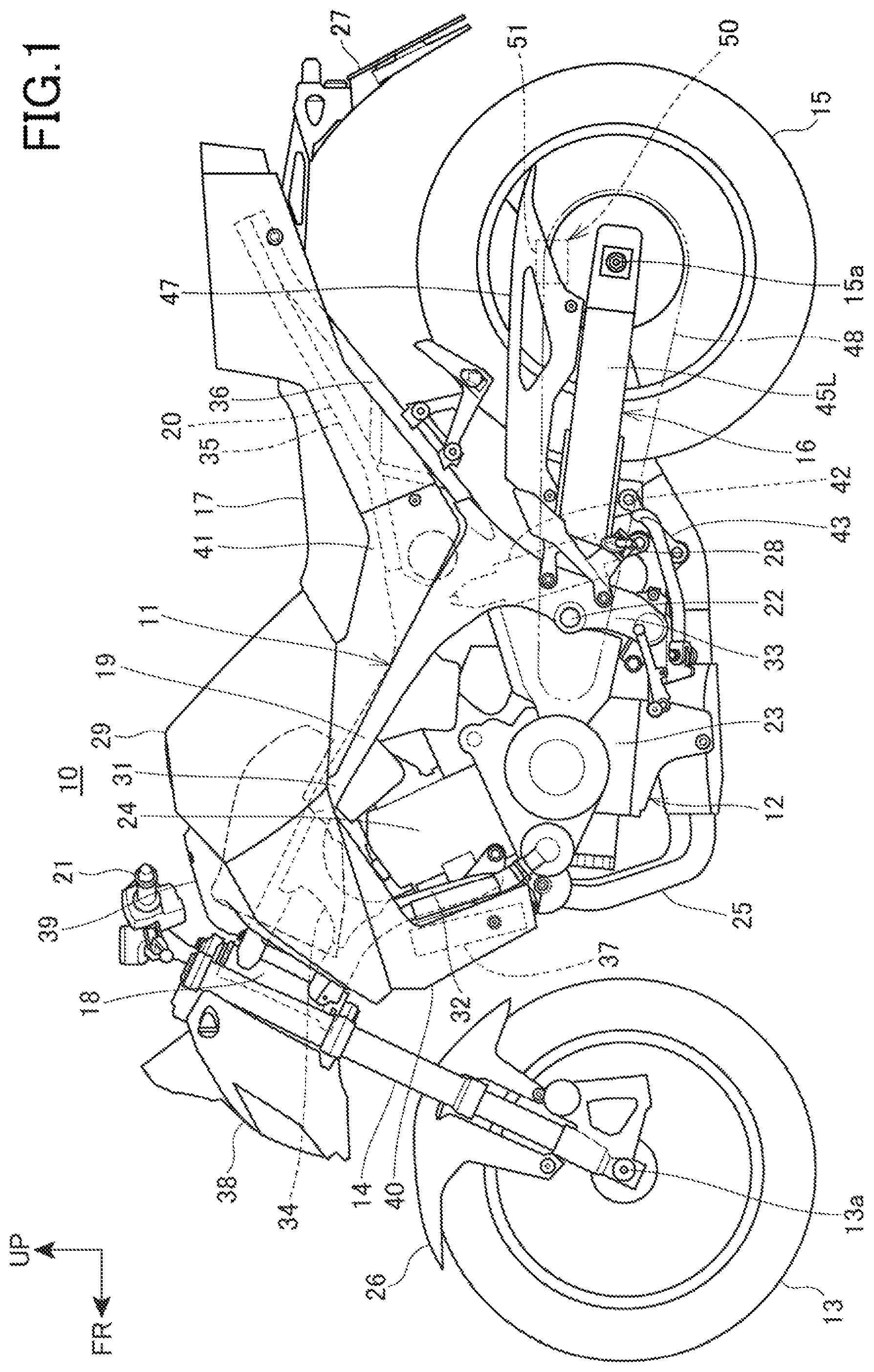 Patent US11814127 — Saddle-ride vehicle — Figure 1