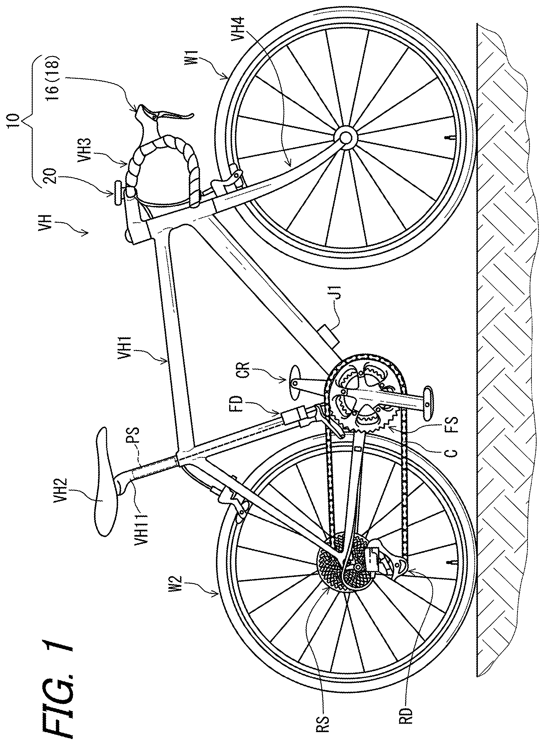 Patent US11814128 — Operating device and operating system for human-powered vehicle — Figure 1