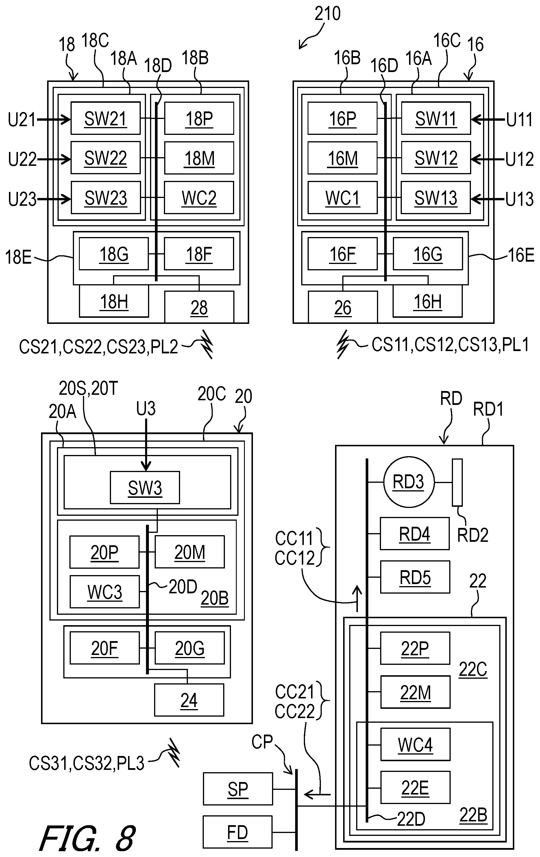 Patent US11814128 Figure 8 – Operating device and operating system for human-powered vehicle