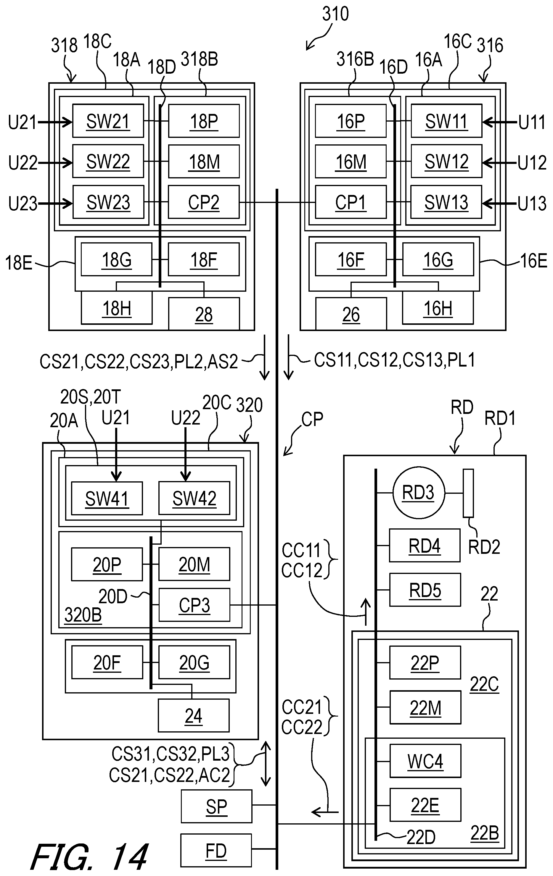 Patent US11814128 Figure 14 – Operating device and operating system for human-powered vehicle