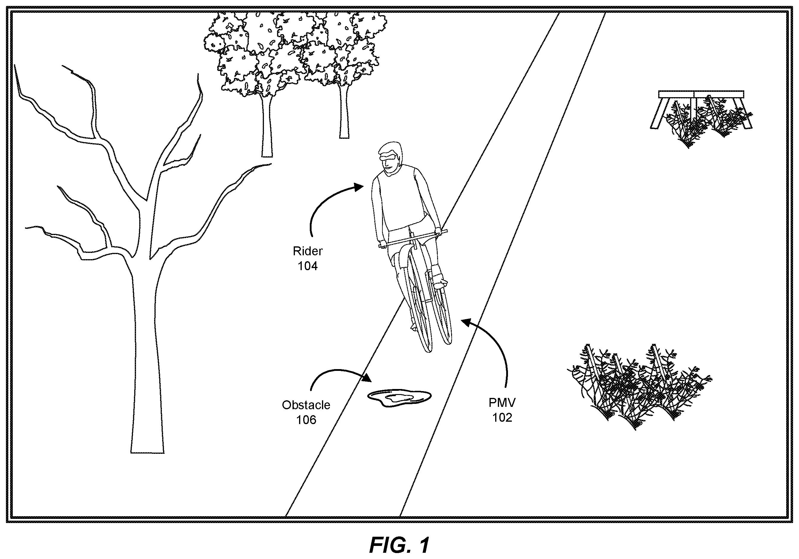 Patent US11814133 — Systems and methods for configuring personal mobility vehicle brakes based on location — Figure 1