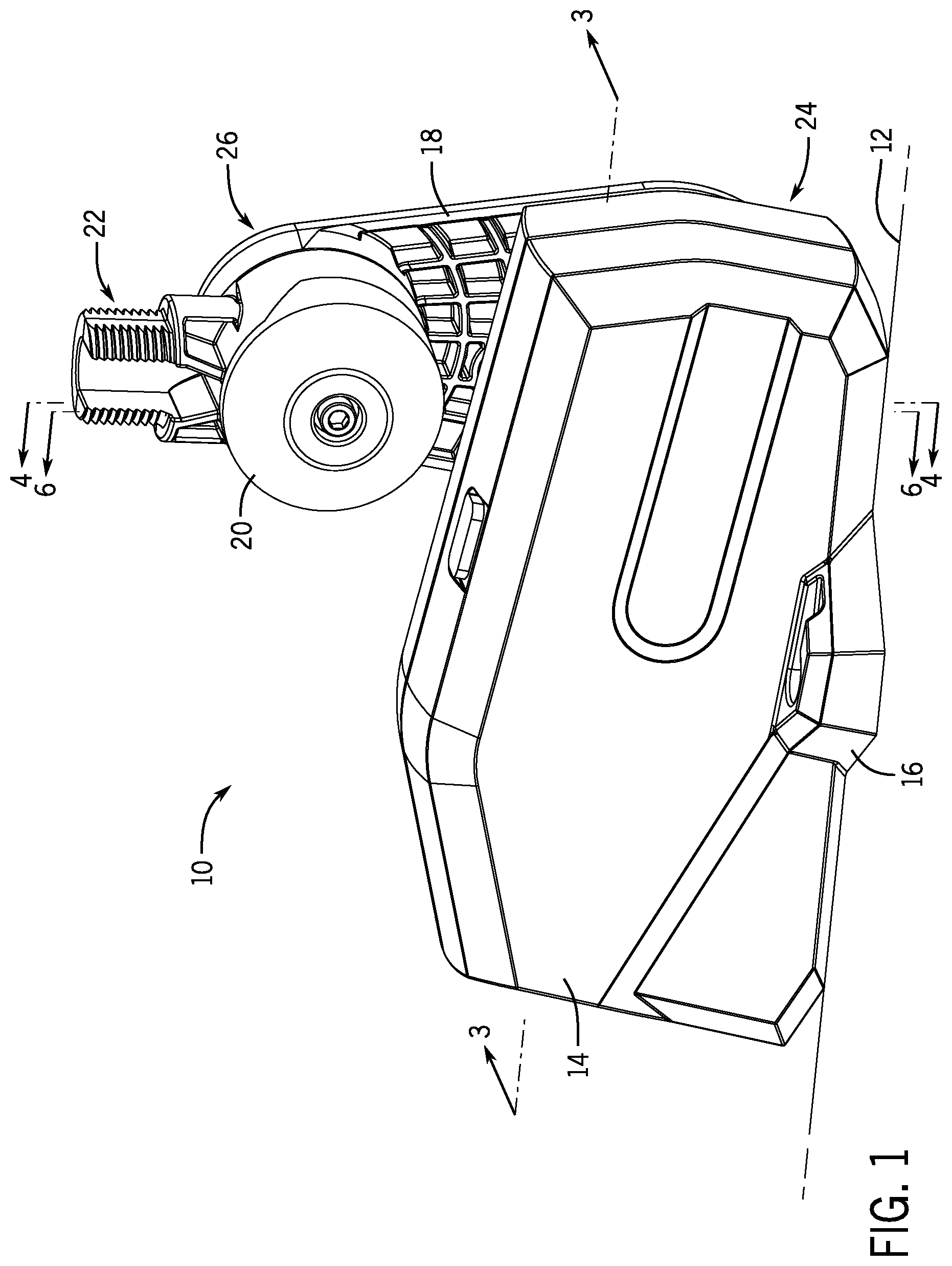 Patent US11814139 Figure 1 – Assembly for extending and retracting elongated marine peripheral device
